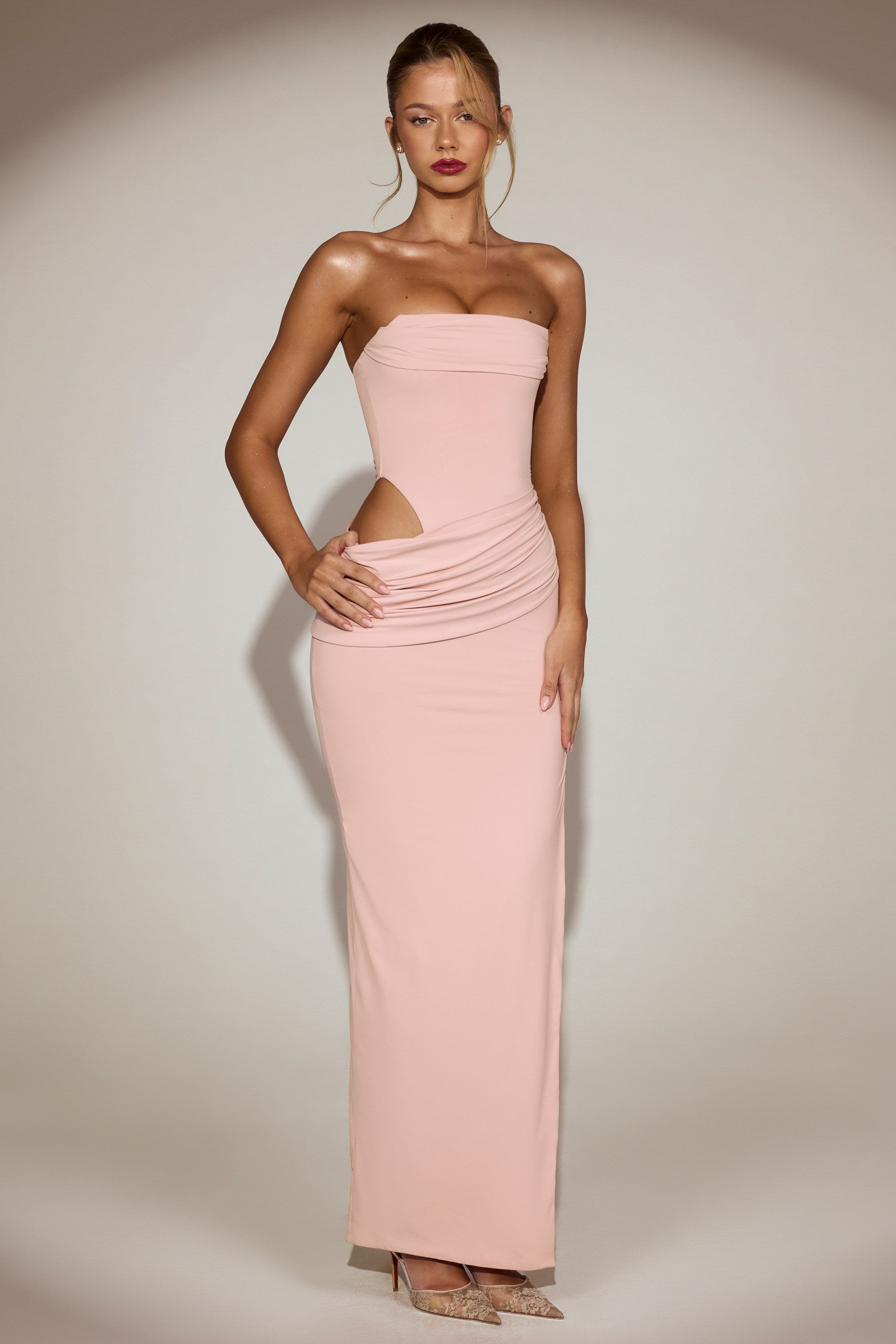 Cut-Out Bandeau Maxi Dress in Pink