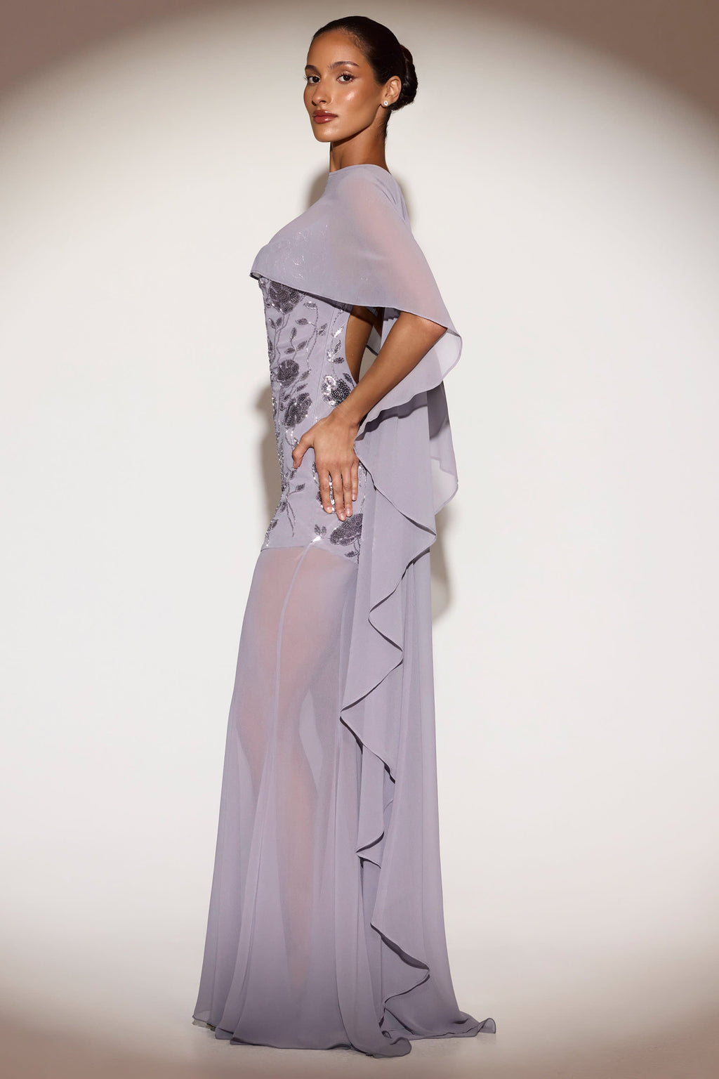 Chiffon Draped Cape in Lilac