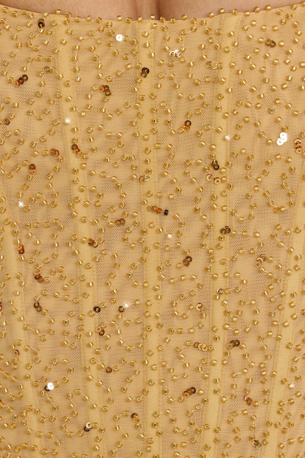 Embellished Corset Tulle Skirt Mini Dress in Gold