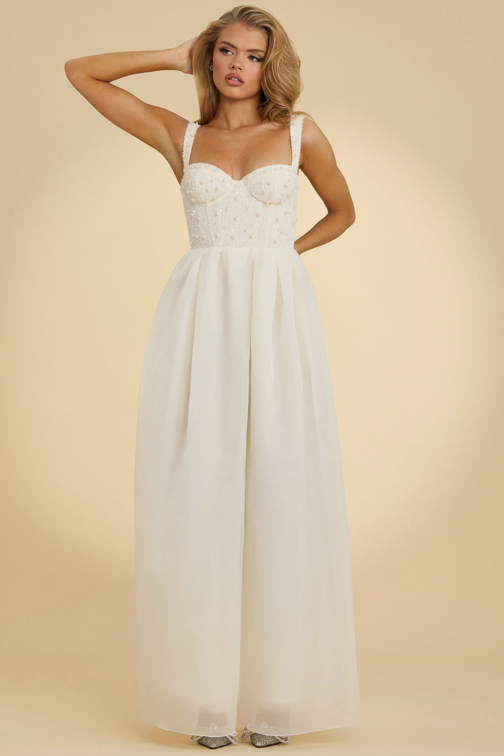 Embellished Corset Gown in White