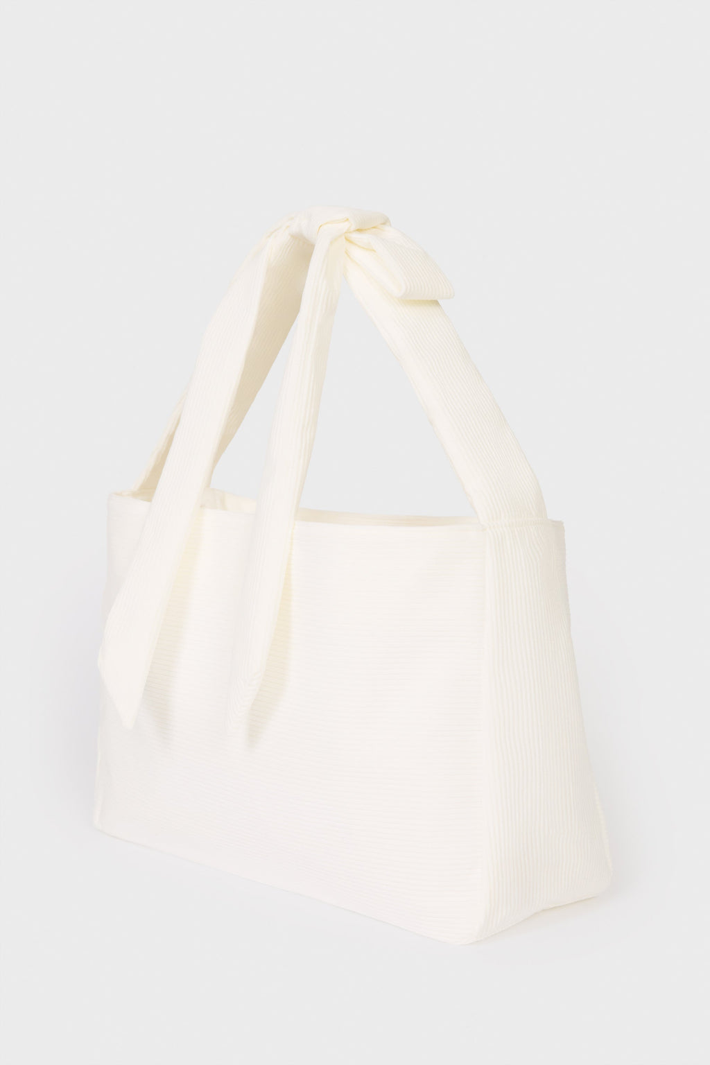 Corduroy Bow Tote Bag in Ivory
