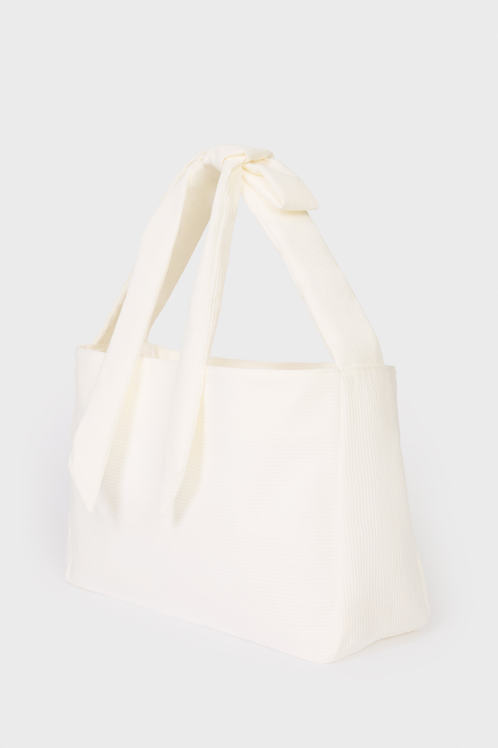 Corduroy Bow Tote Bag in Ivory
