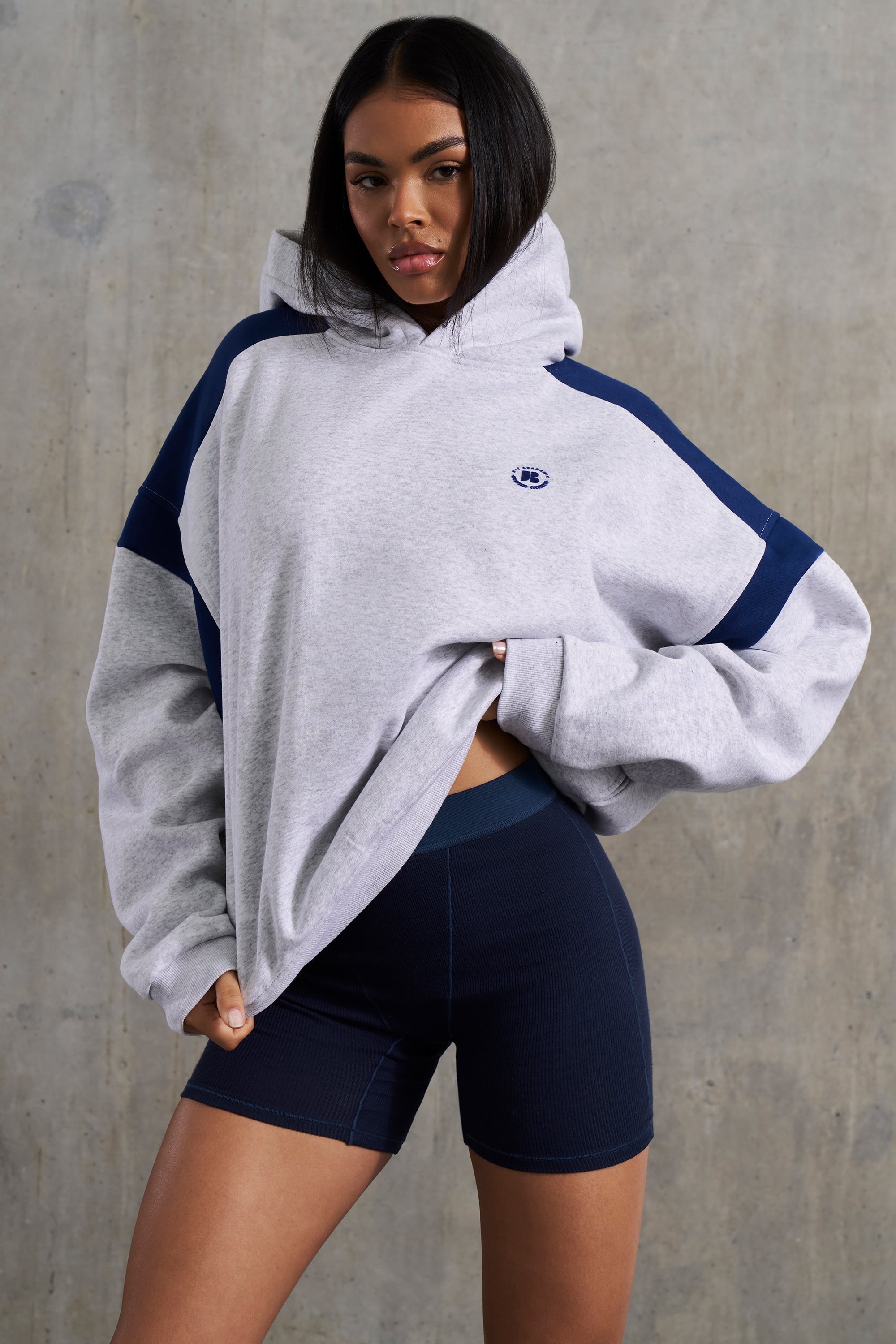 Cotton Fleece Oversized Hoodie in Heather Grey