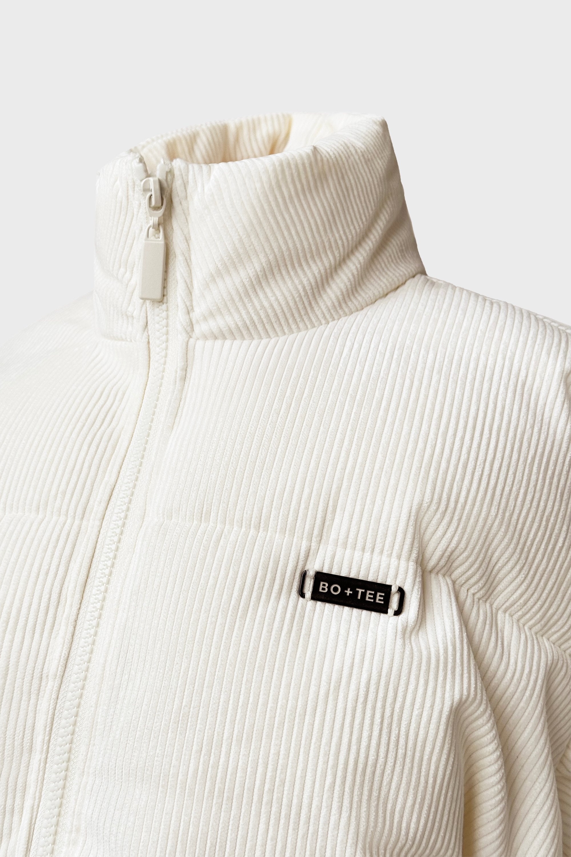Corduroy Quilted Puffer Jacket in Ivory