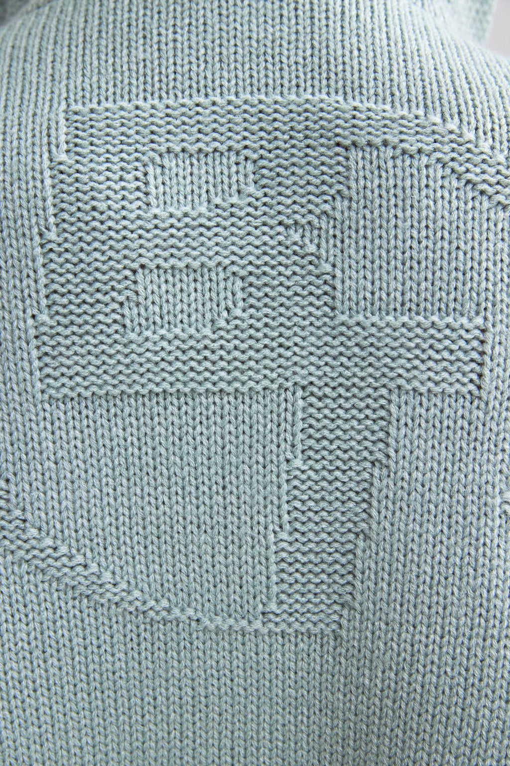 Chunky Knit Zip-Up Cropped Hoodie in Dusty Teal