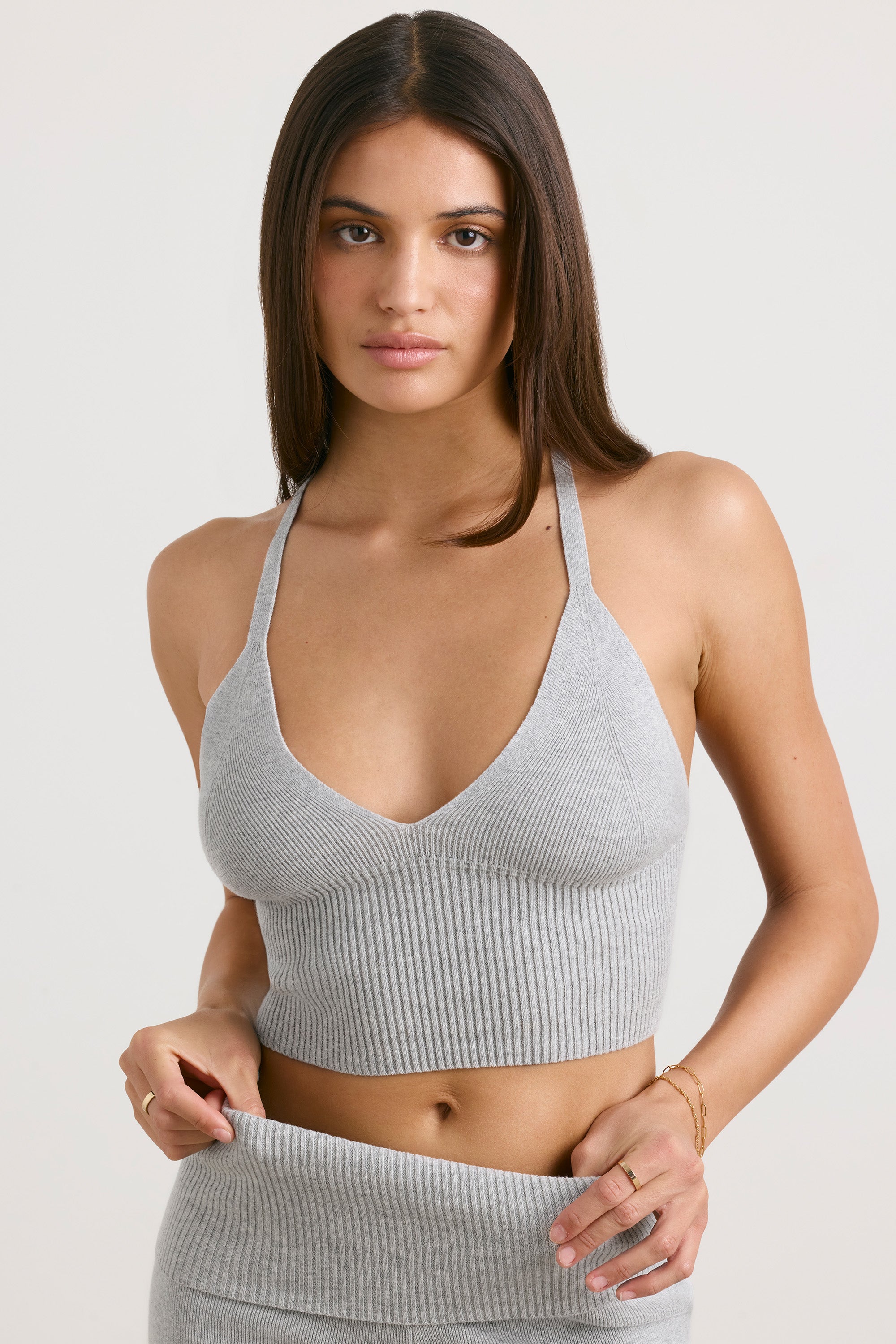 Chunky Knit Tank Top in Grey Marl