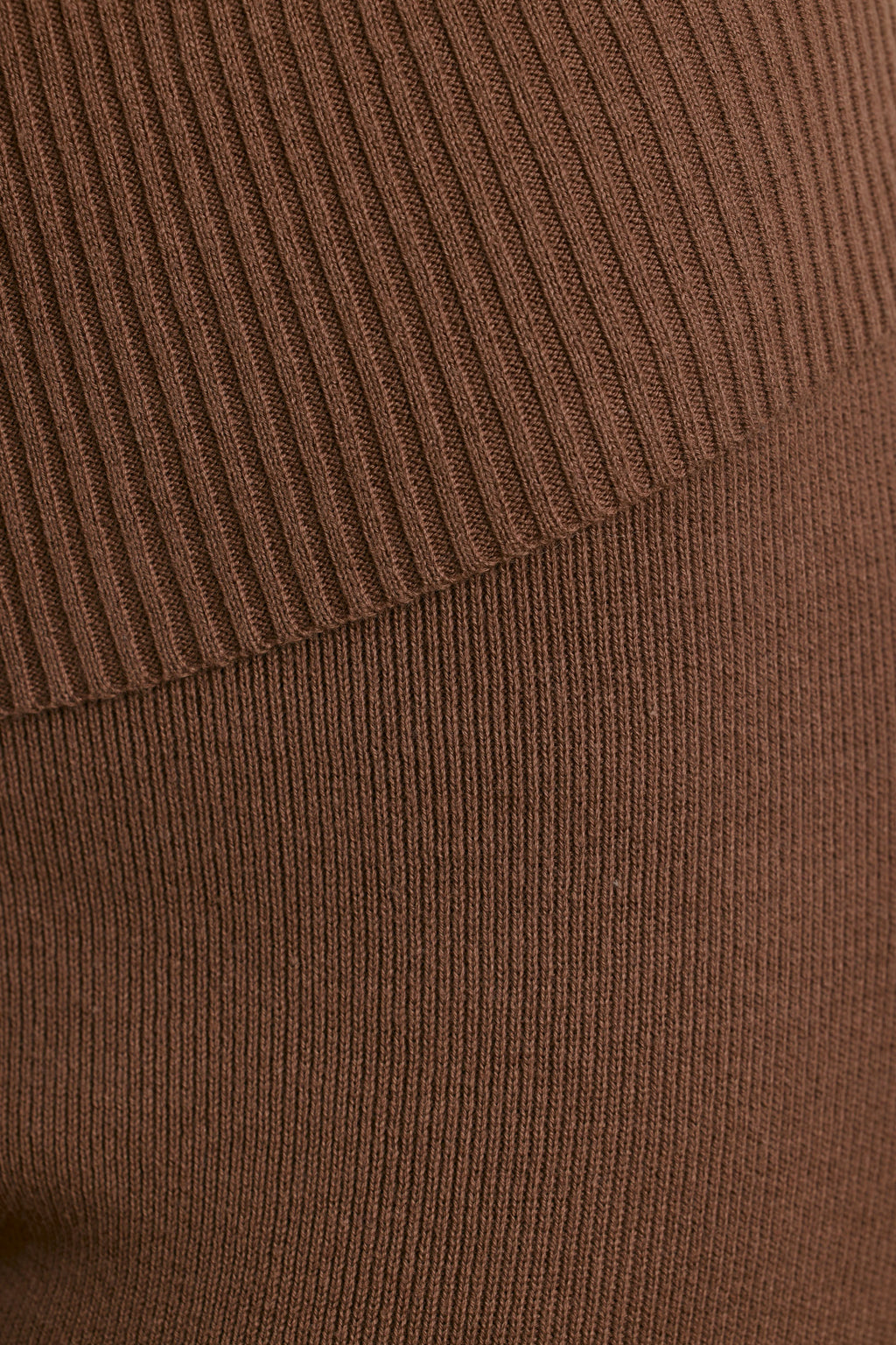 Chunky Knit Foldover Kick Flare Trousers in Coco