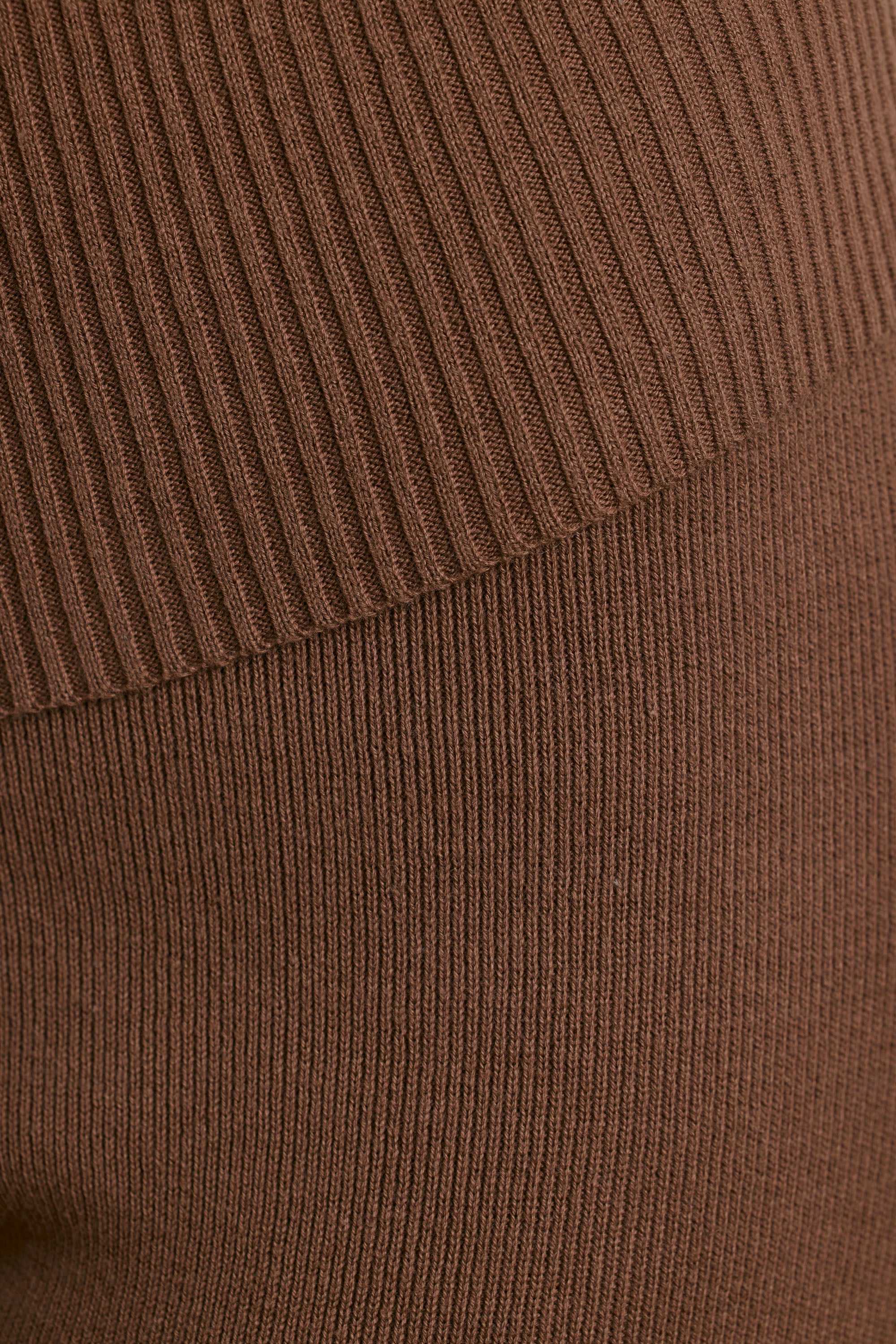 Chunky Knit Foldover Kick Flare Trousers in Coco