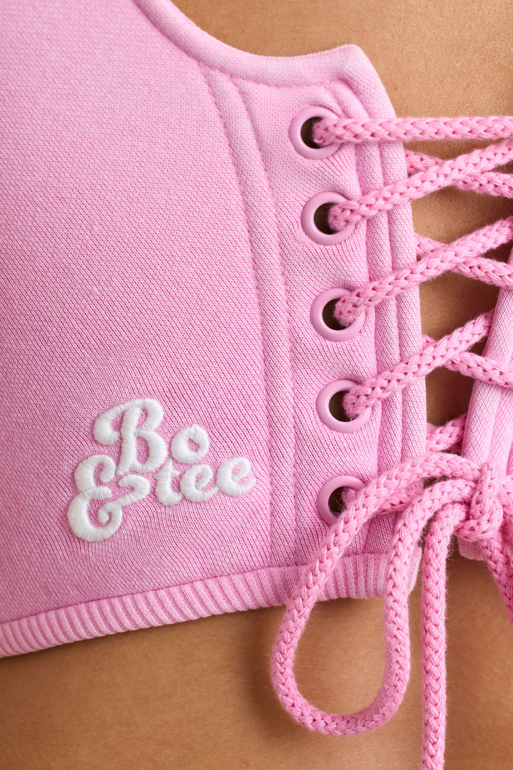 Brushed Jersey Corset Crop Top in Bubblegum Pink