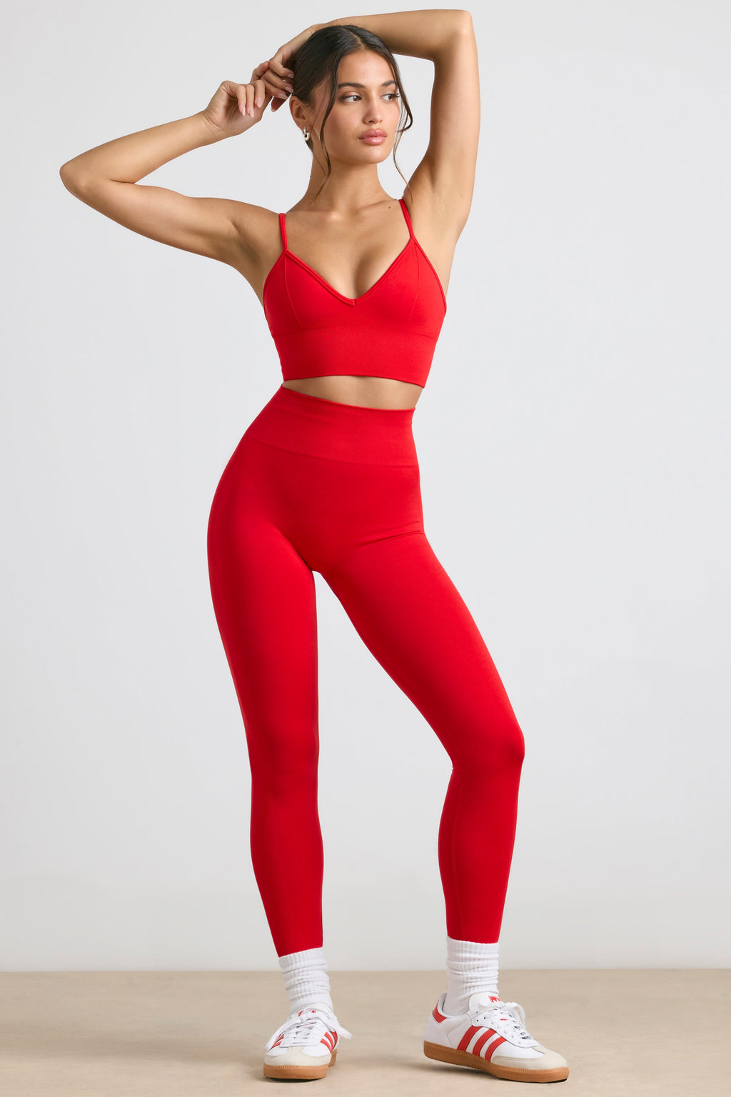 Define Luxe High-Waist Leggings in Red