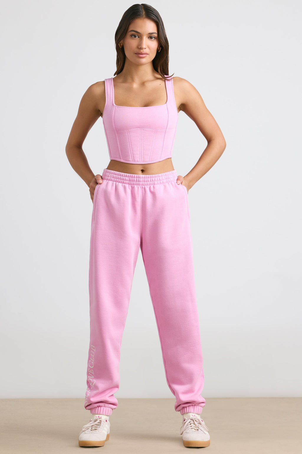 Brushed Jersey Oversized Joggers in Bubblegum Pink