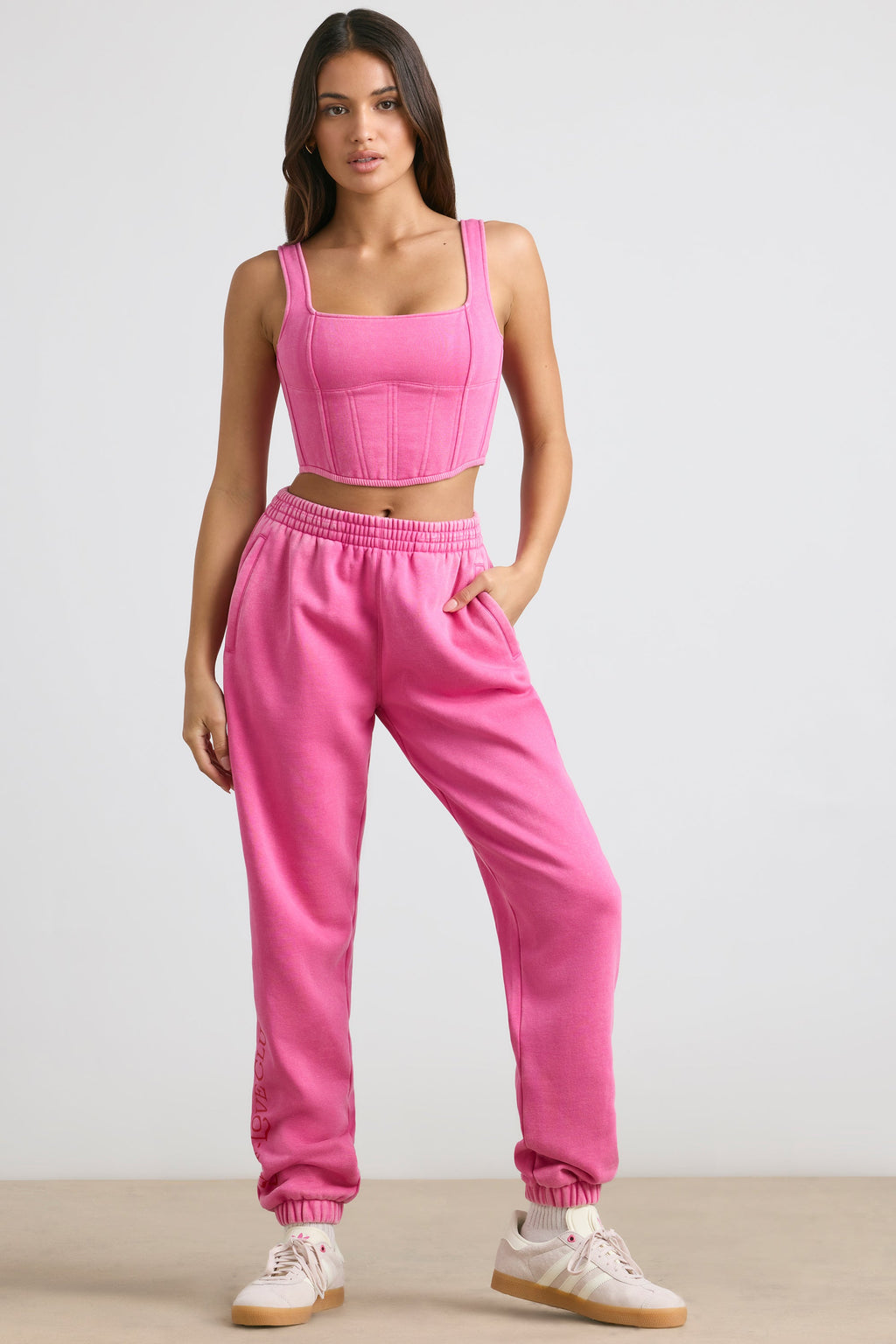 Brushed Jersey Oversized Joggers in Hot Pink