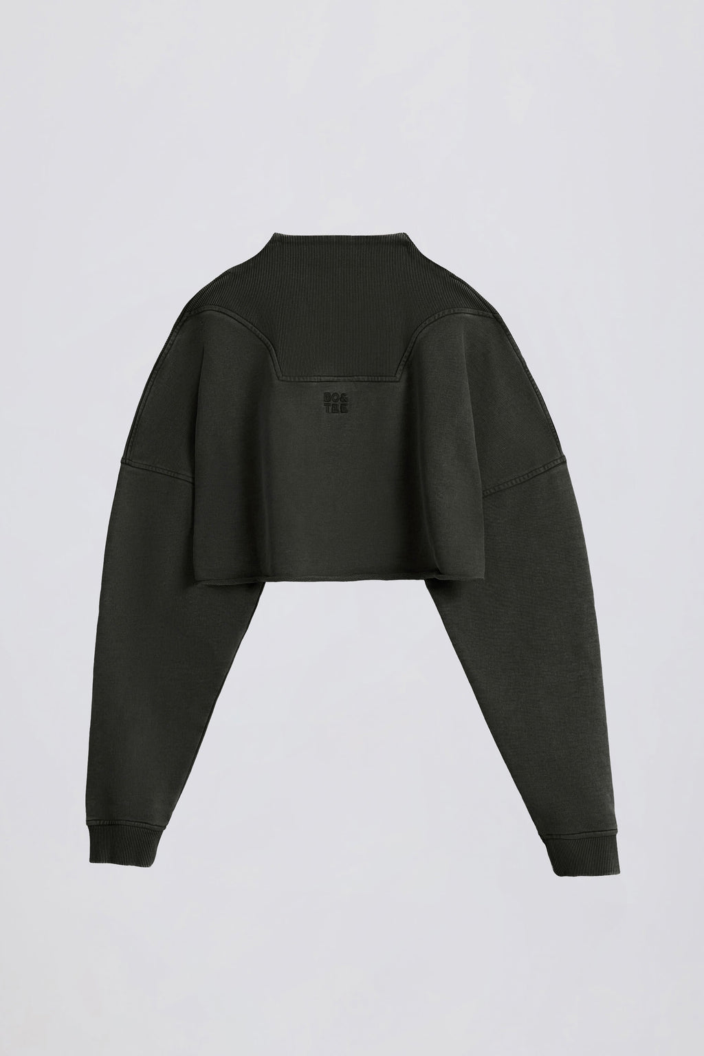 Cotton Jersey Acid Wash Cropped Sweatshirt  in Ash