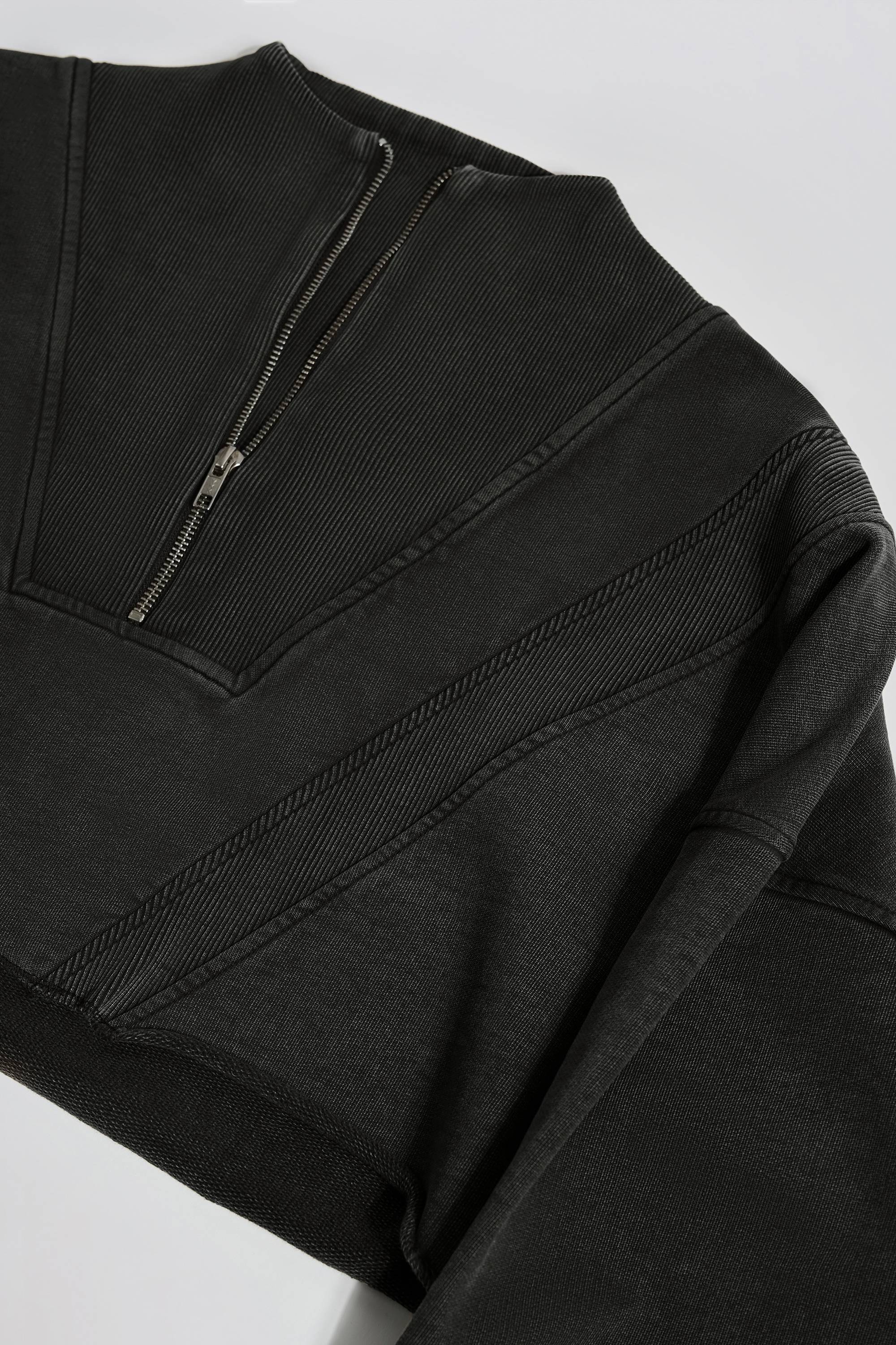 Cotton Jersey Acid Wash Cropped Sweatshirt  in Ash