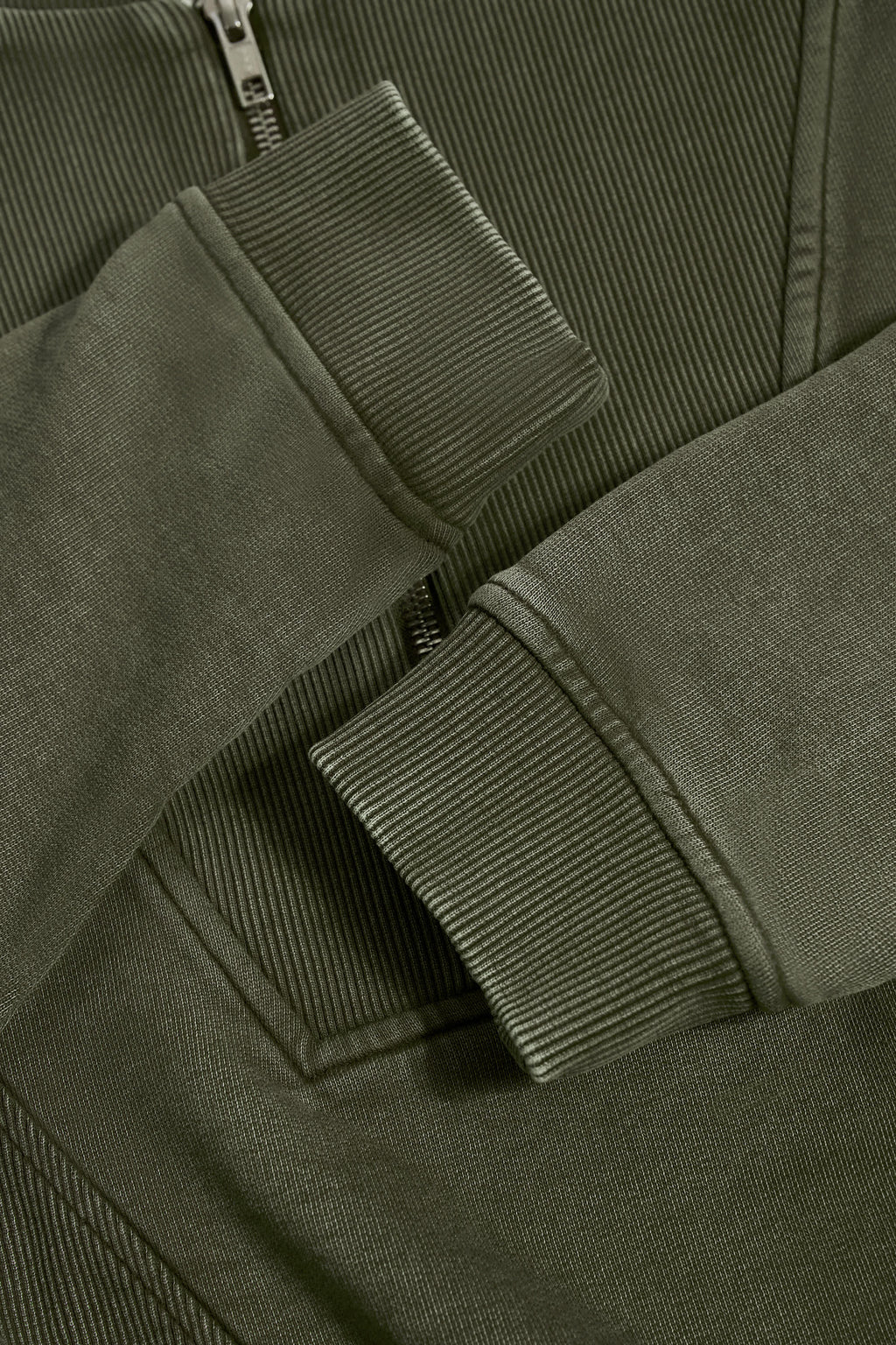 Cotton Jersey Acid Wash Cropped Sweatshirt in Light Green