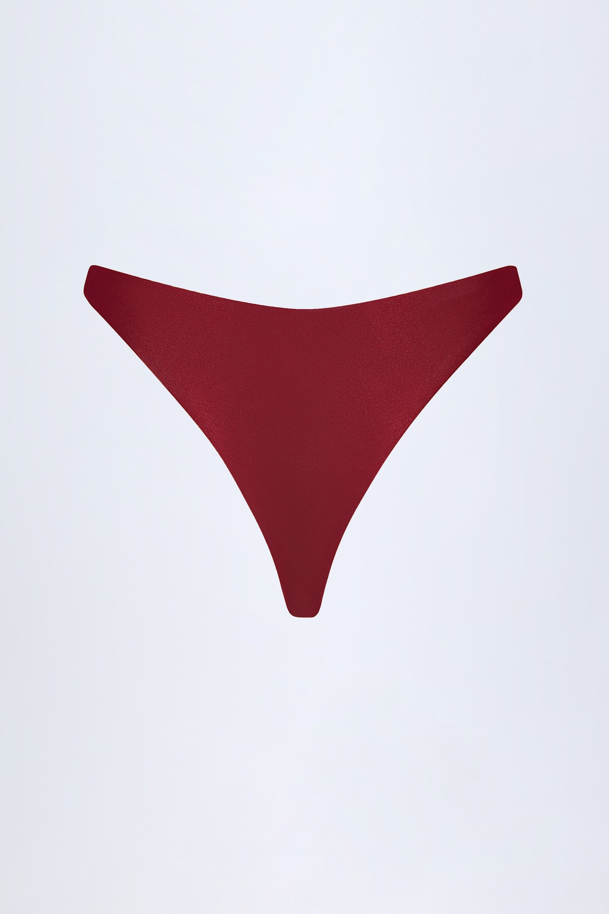 Bead-Embellished Cheeky Bikini Bottoms in Dark Cherry