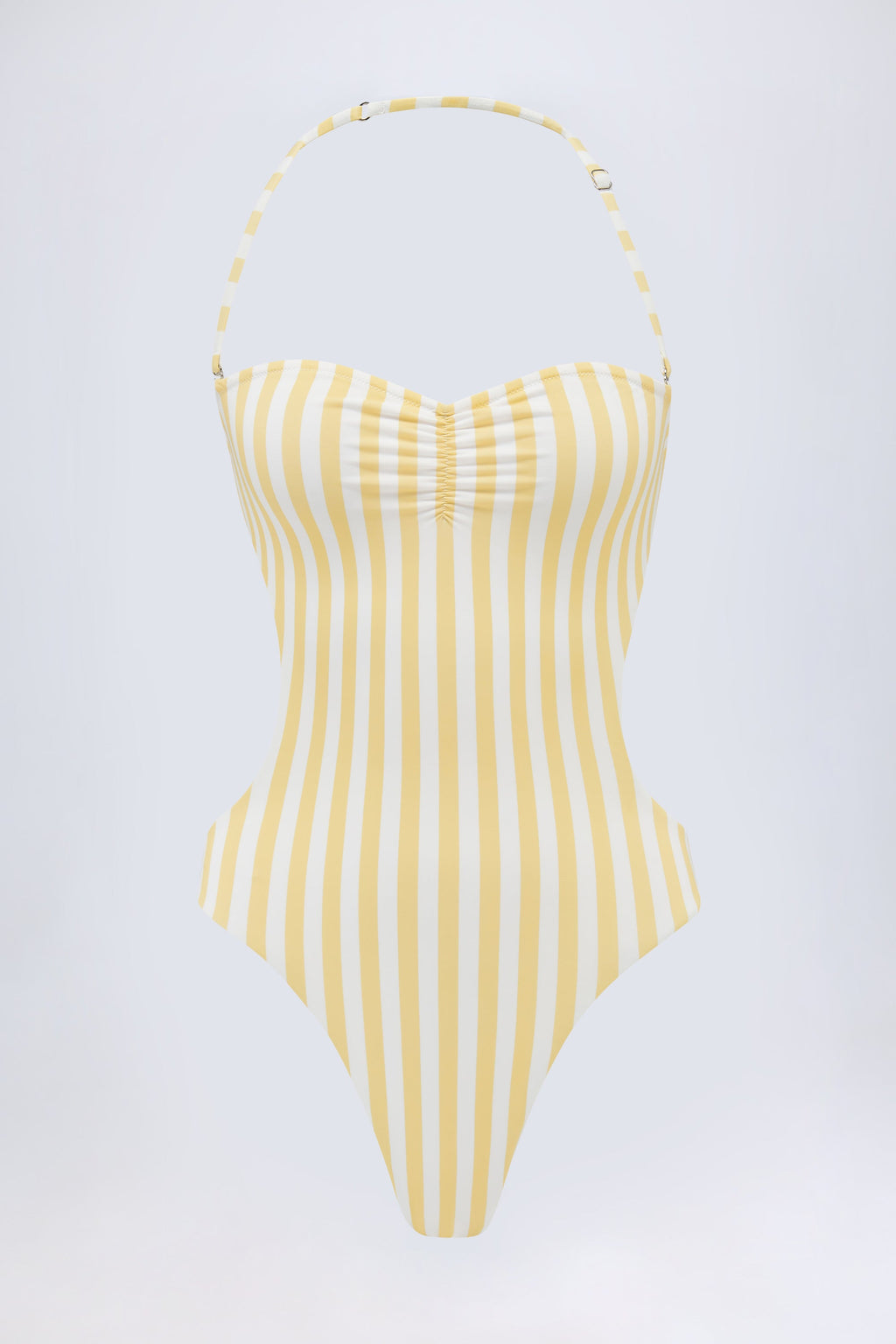 Cut-Out Halterneck Swimsuit in Lemon