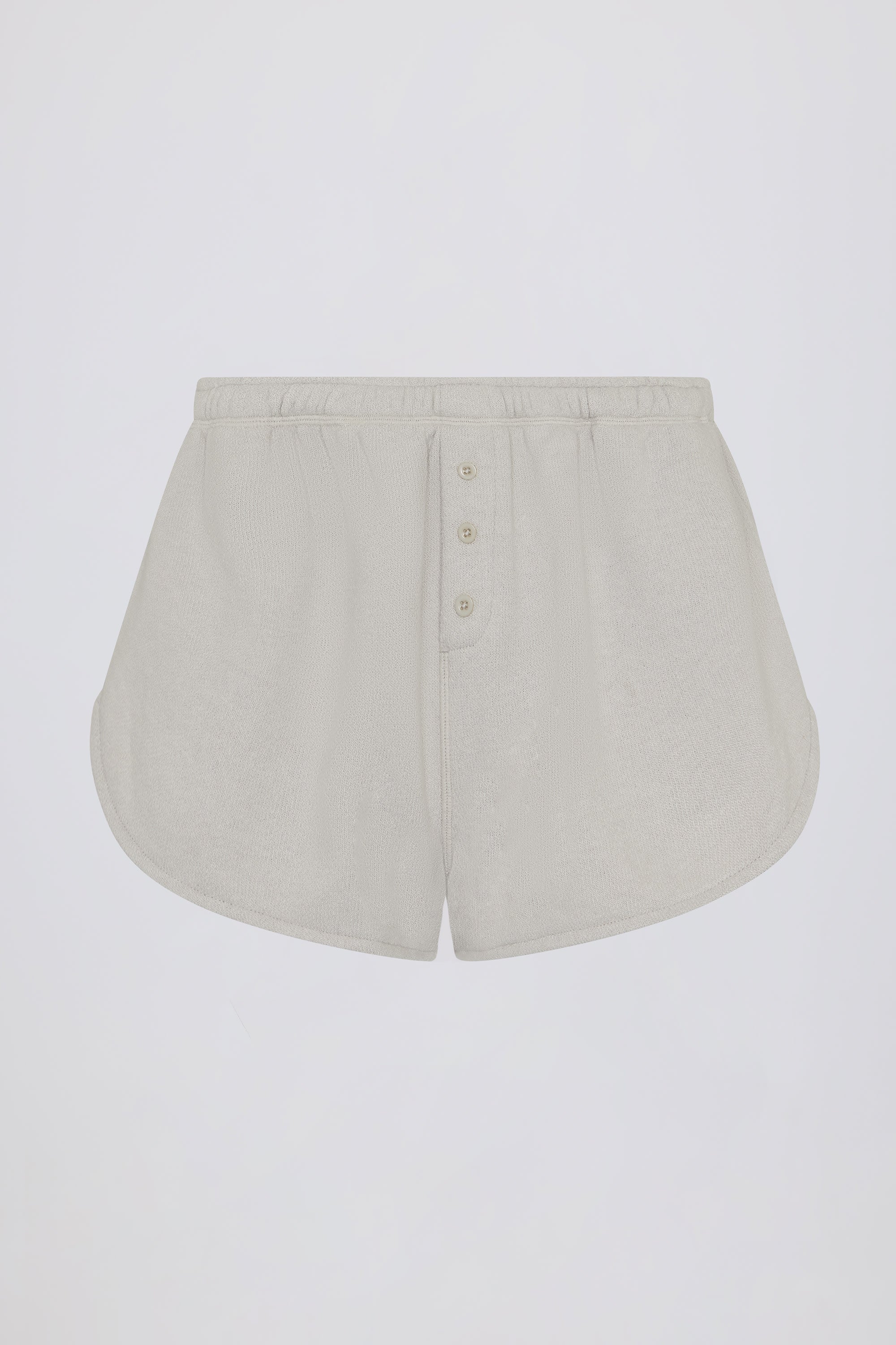 Button-Detail Mid-Rise Shorts in Light Grey