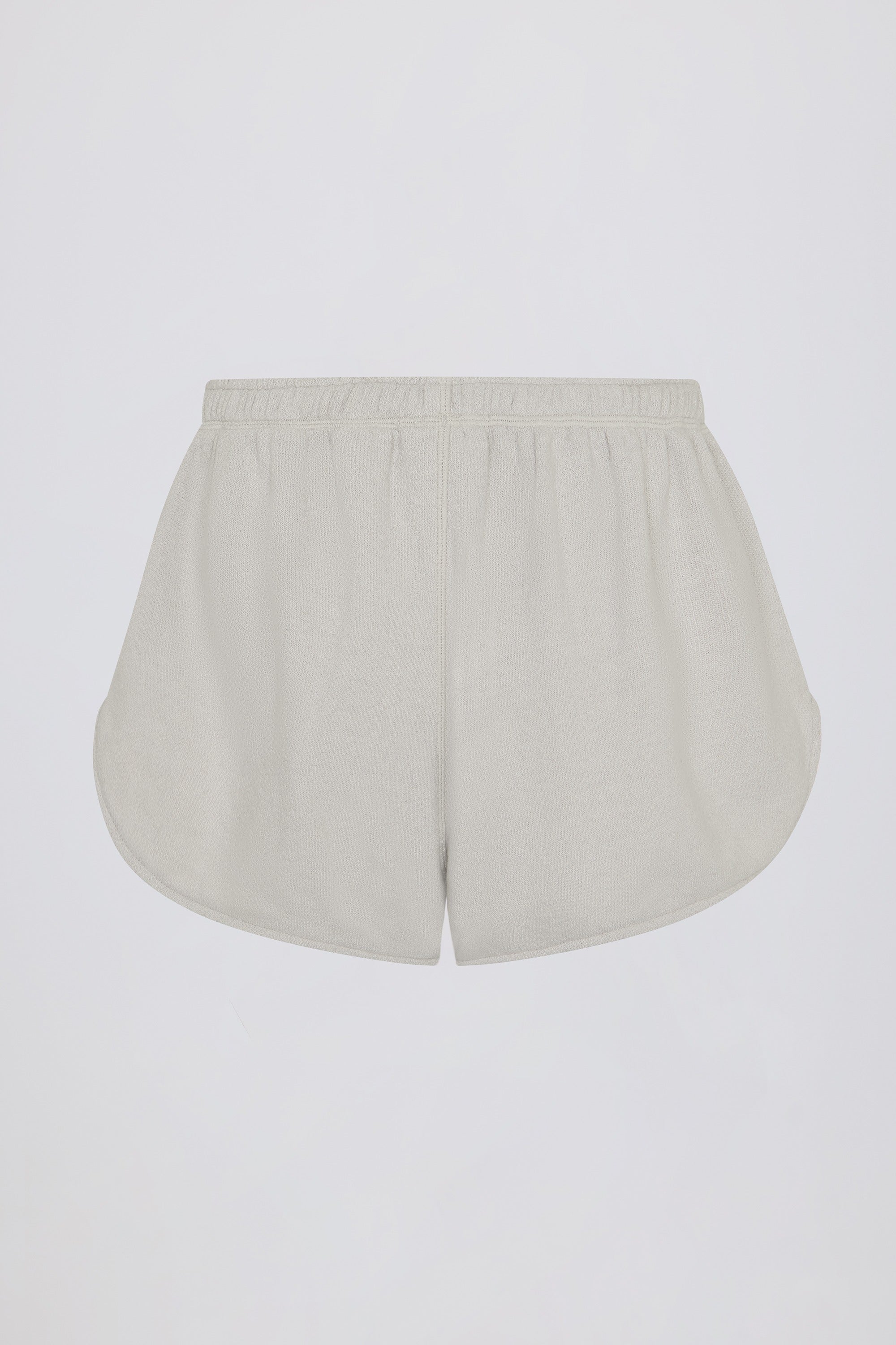 Button-Detail Mid-Rise Shorts in Light Grey