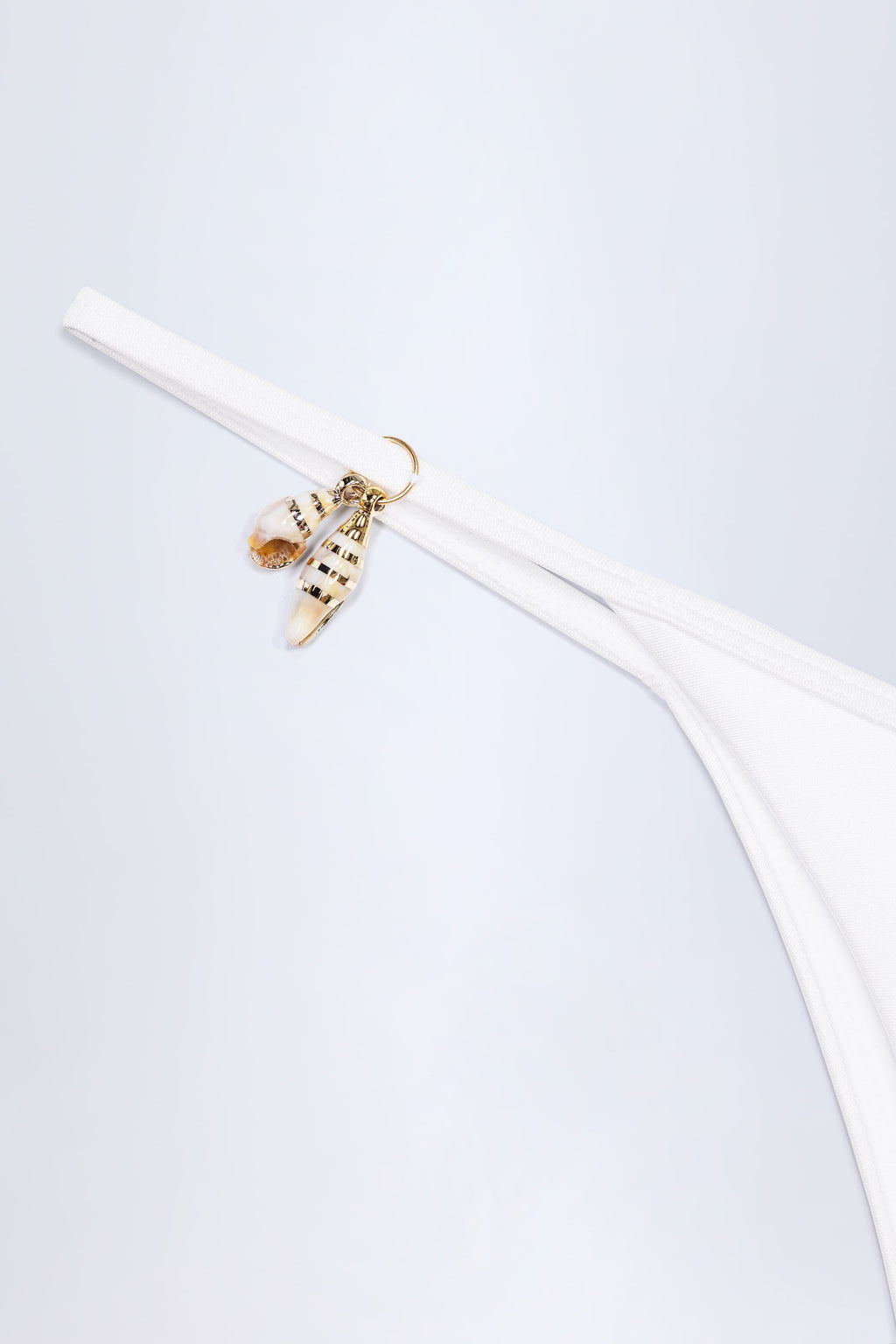 Charm-Detail Thong Bikini Bottoms in White