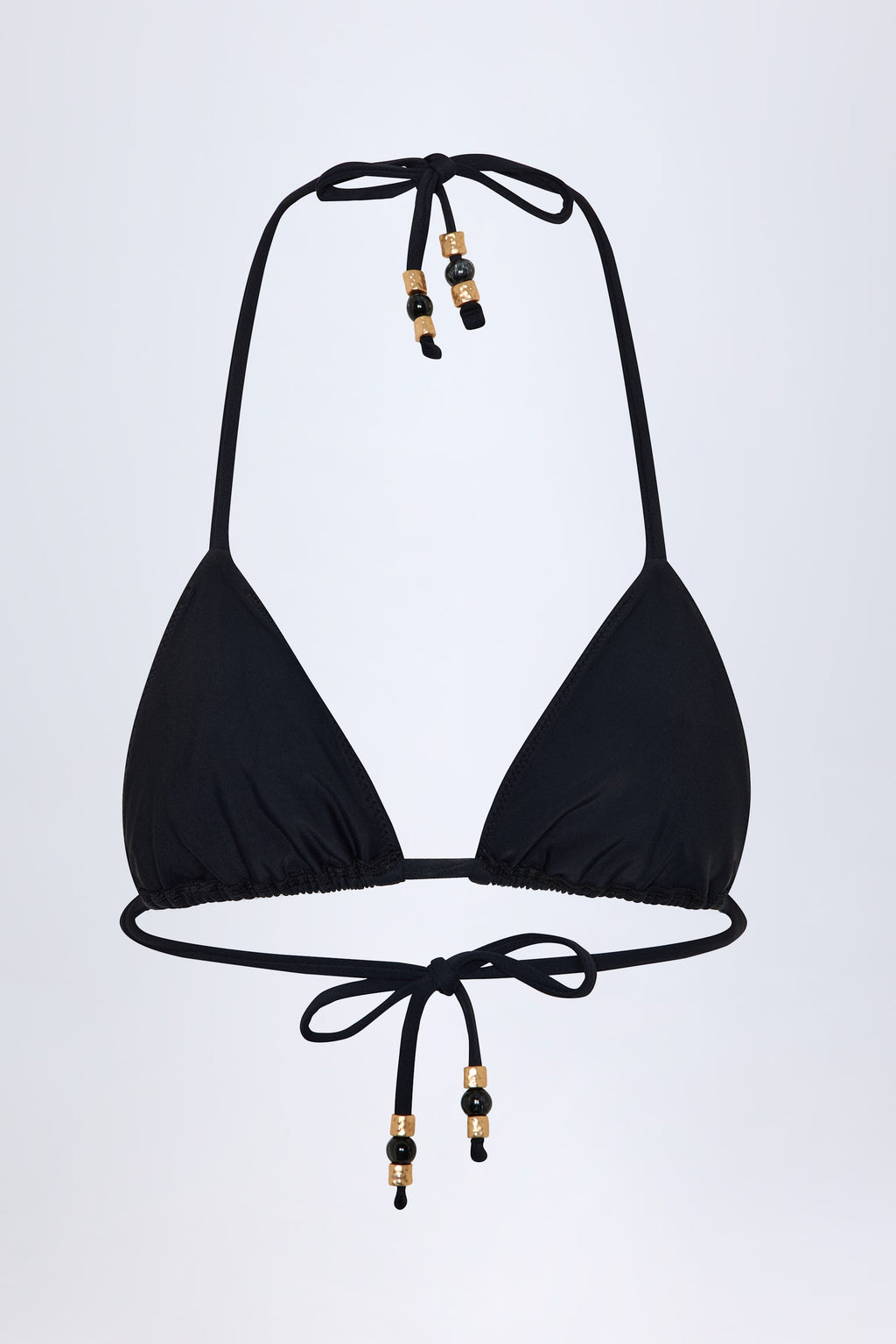 Charm-Detail Triangle Bikini Top in Black