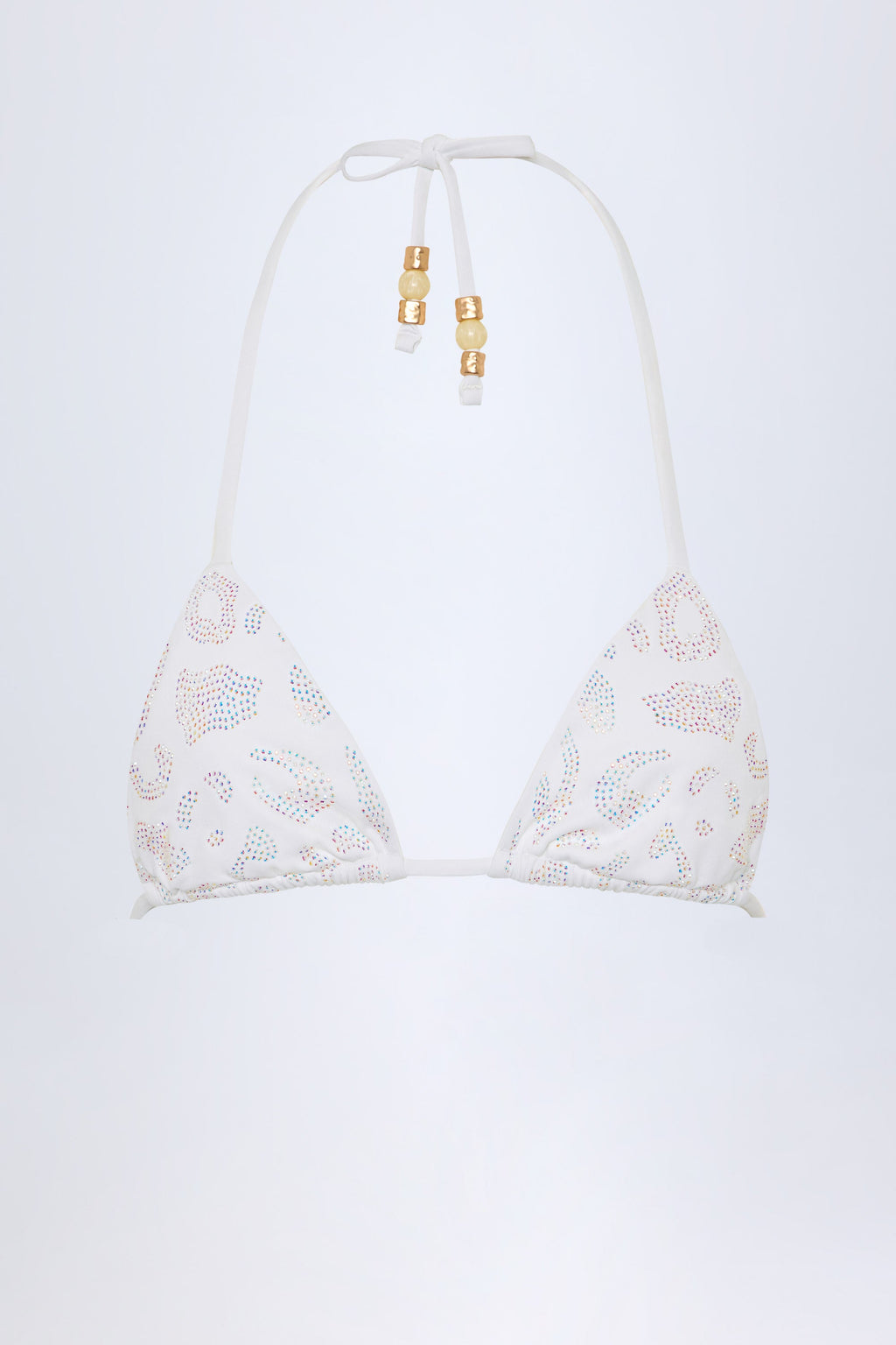 Charm-Detail Triangle Bikini Top in White