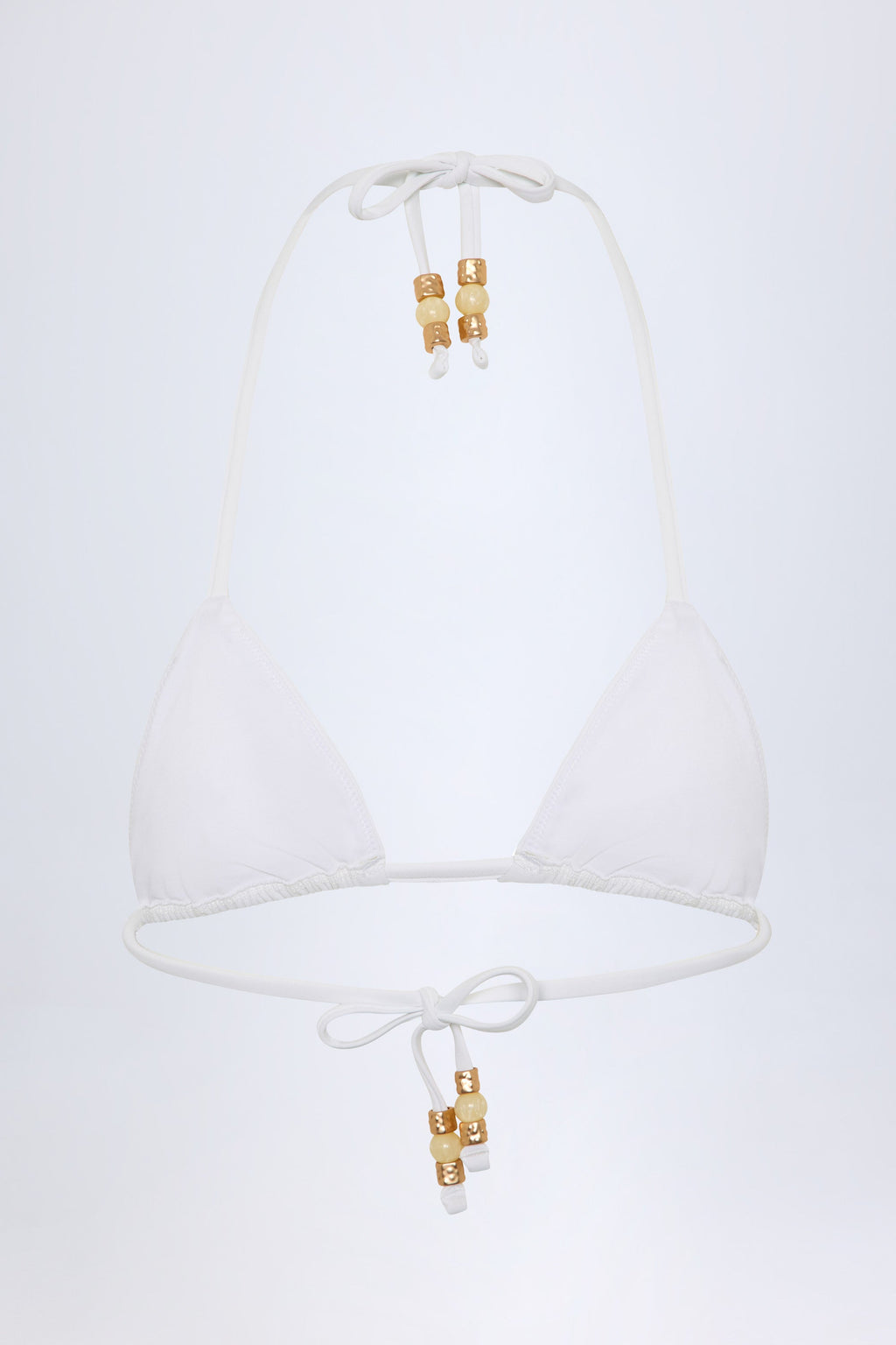 Charm-Detail Triangle Bikini Top in White