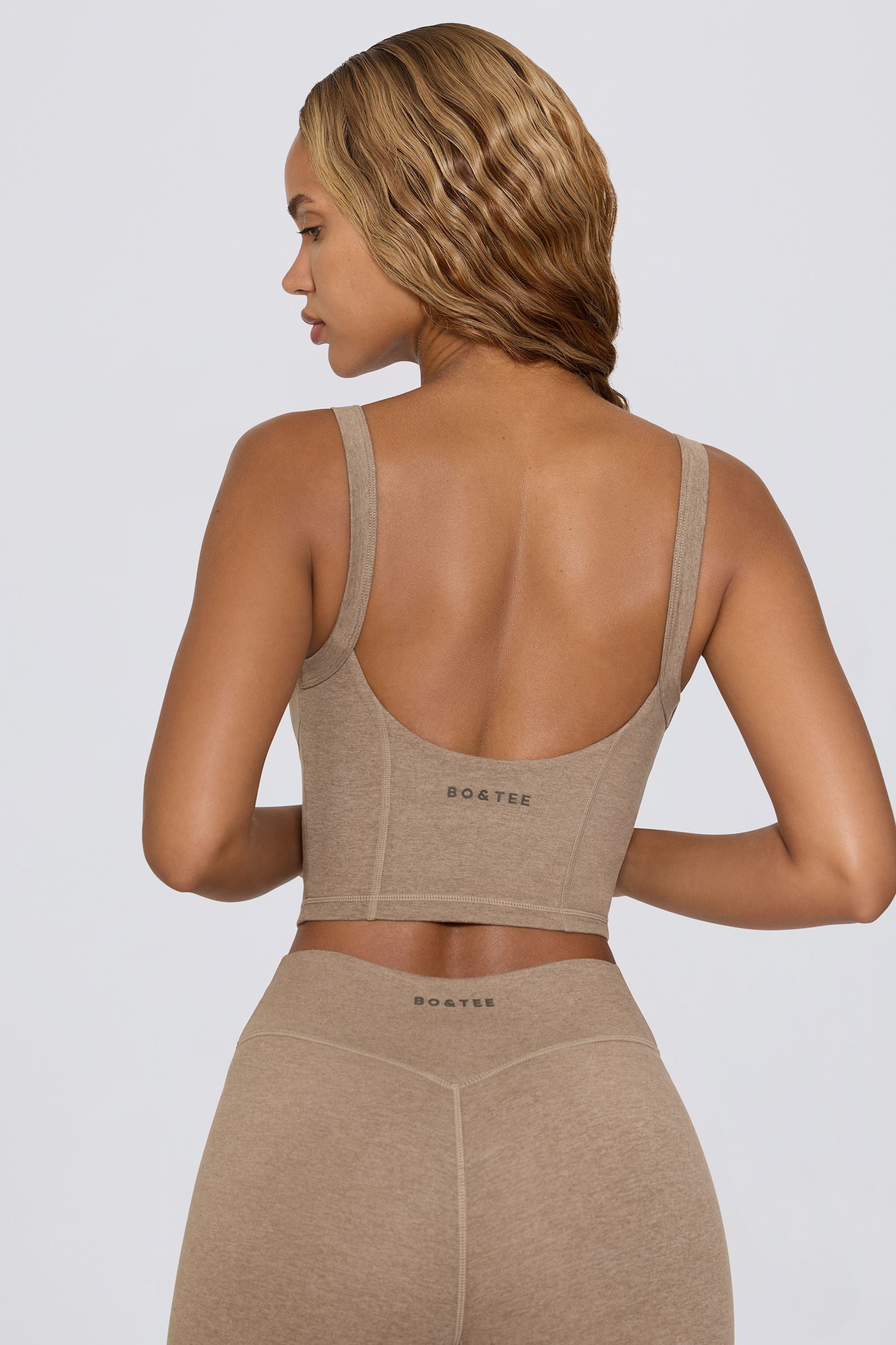 Cropped Tank Top in Mocha Marl