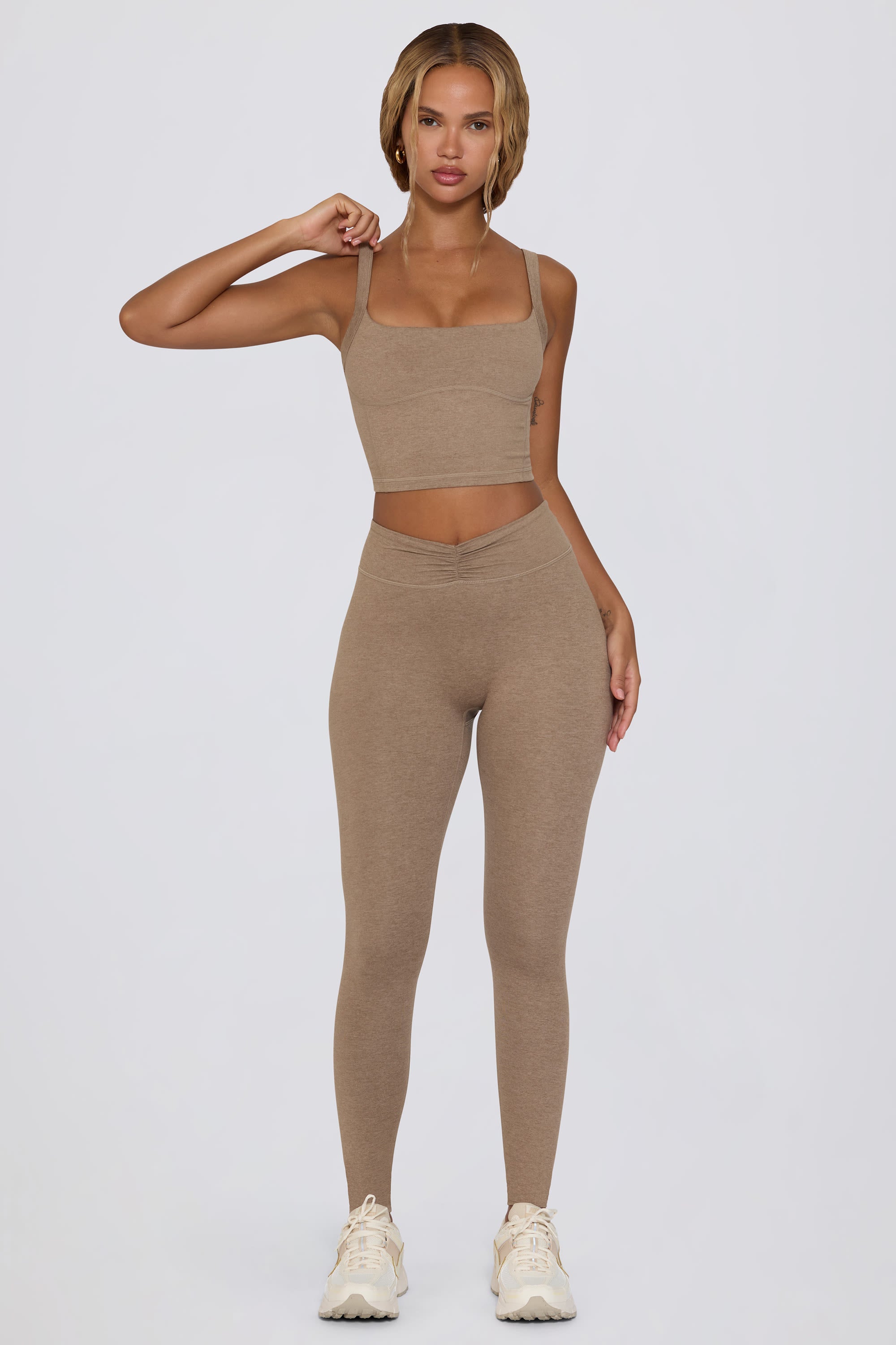 Cropped Tank Top in Mocha Marl
