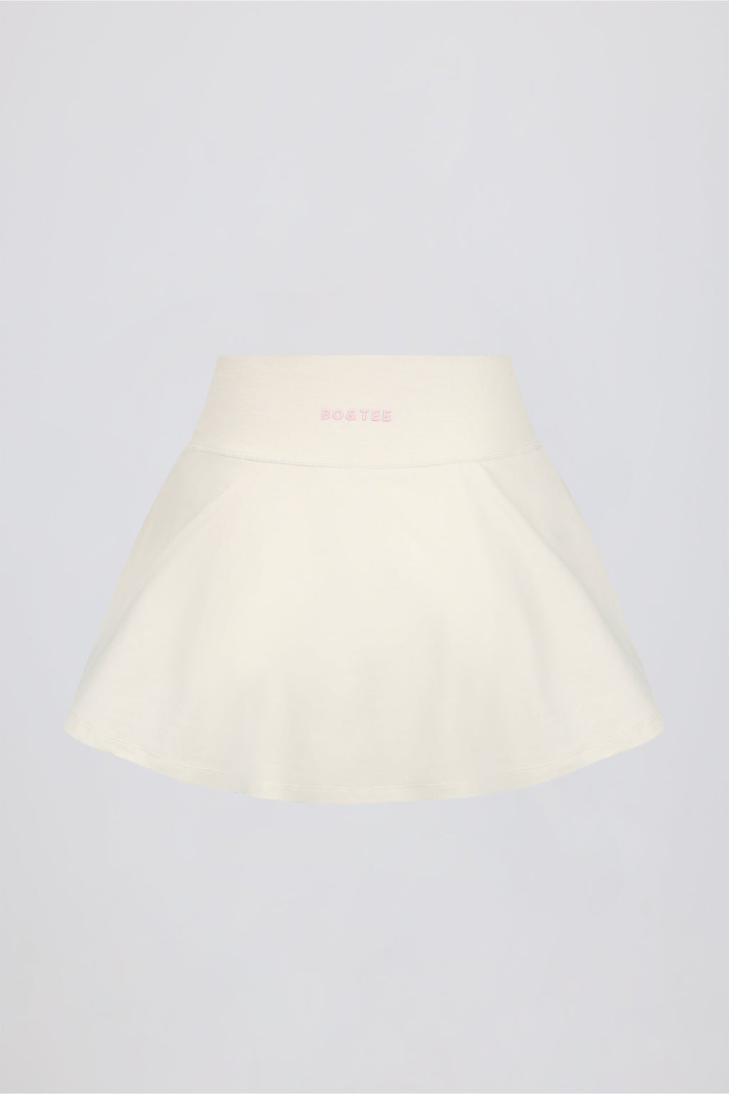 Brushed Jersey Crossover Mini Skort in Ivory Marl