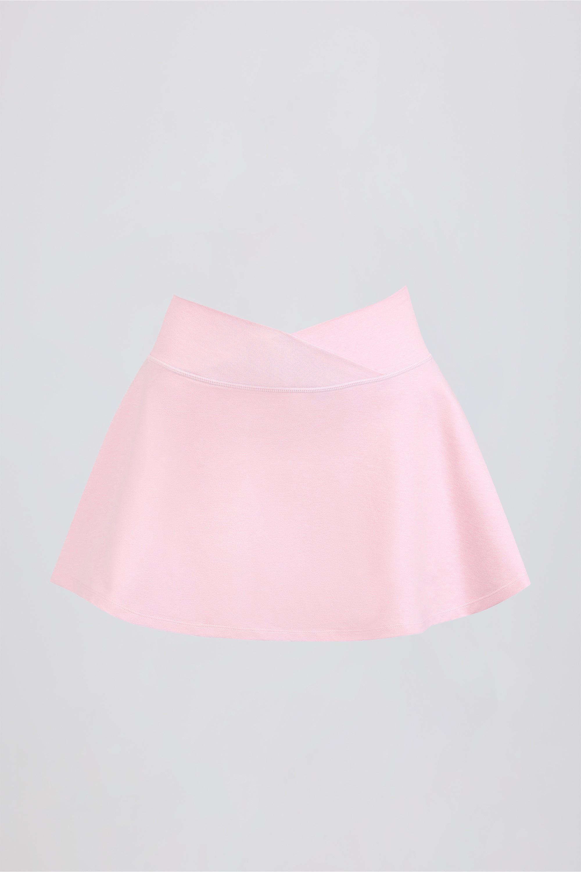 Brushed Jersey Crossover Mini Skort in Pale Pink Marl