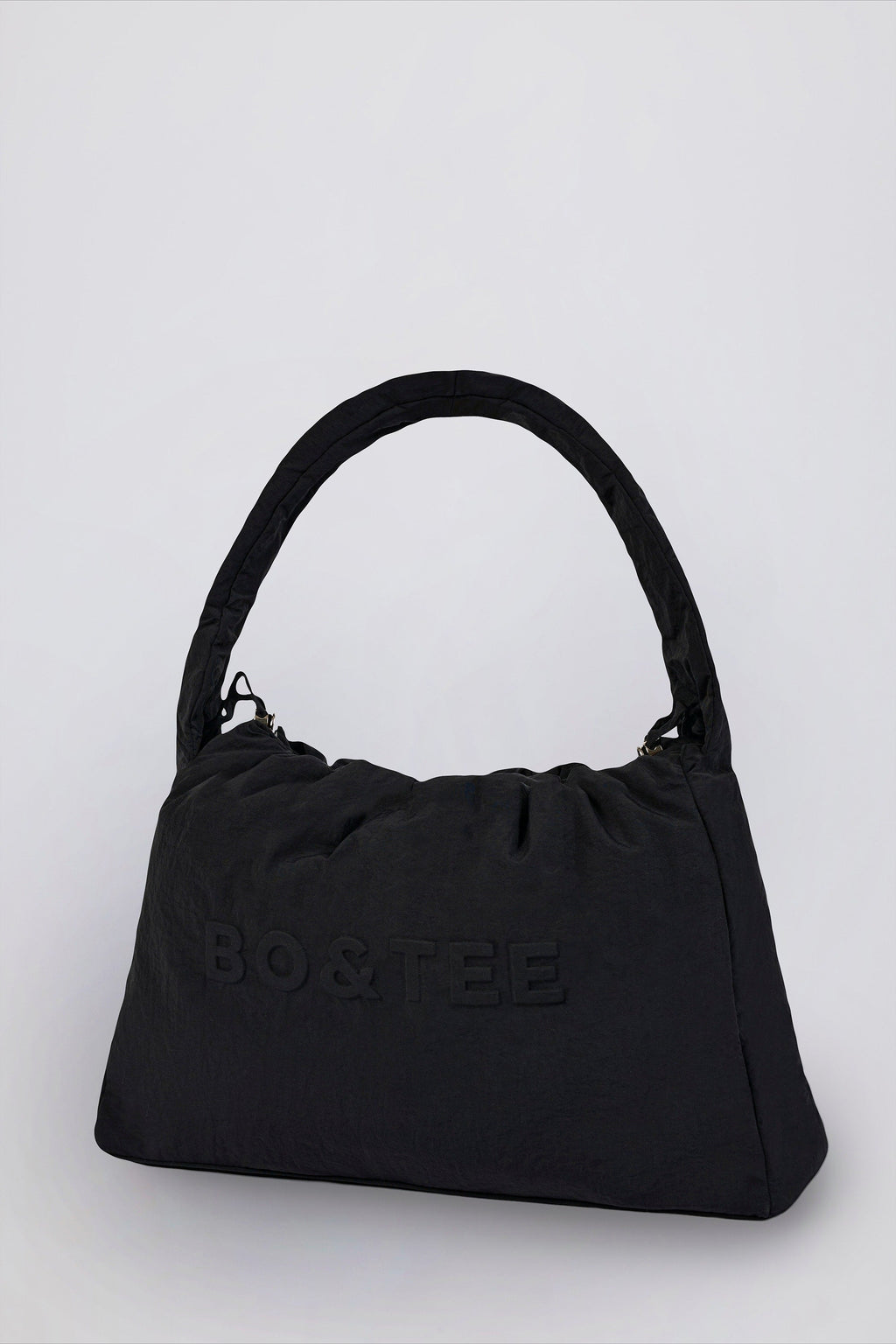 Drawstring Puffer Tote Bag in Black