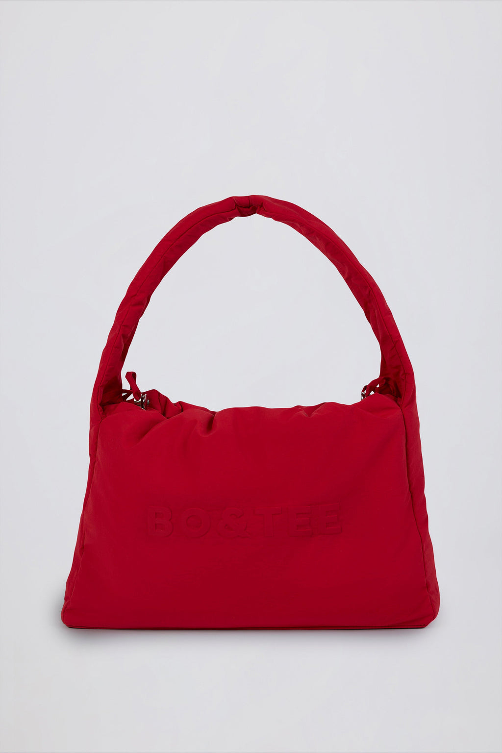 Drawstring Puffer Tote Bag in Cherry Red