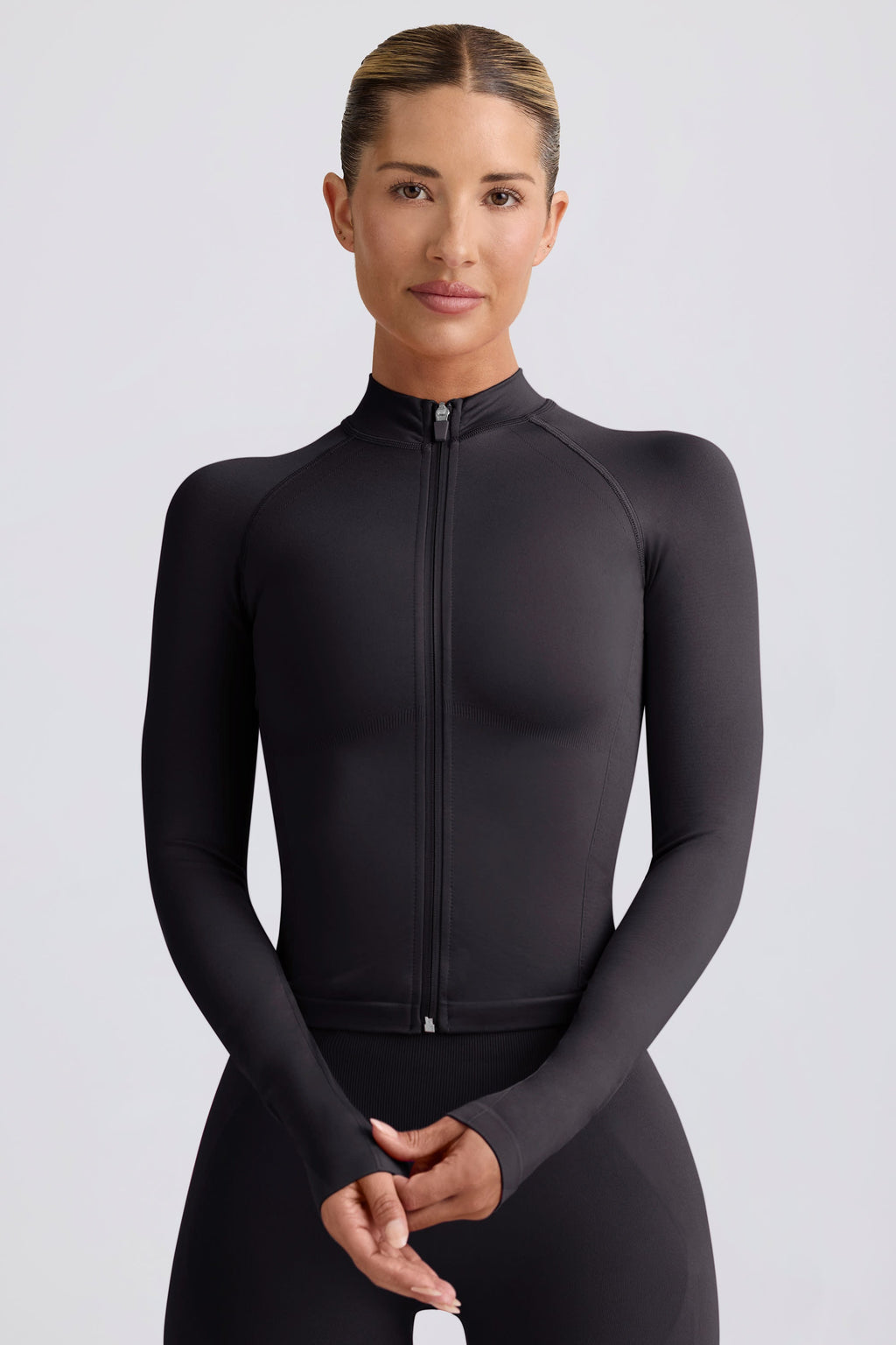 Define Luxe Zip-Up Jacket in Black