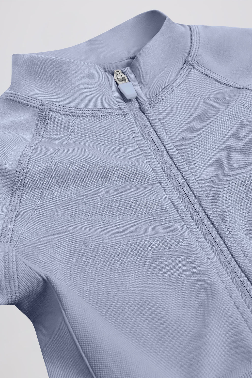 Define Luxe Zip-Up Jacket in Blue Grey