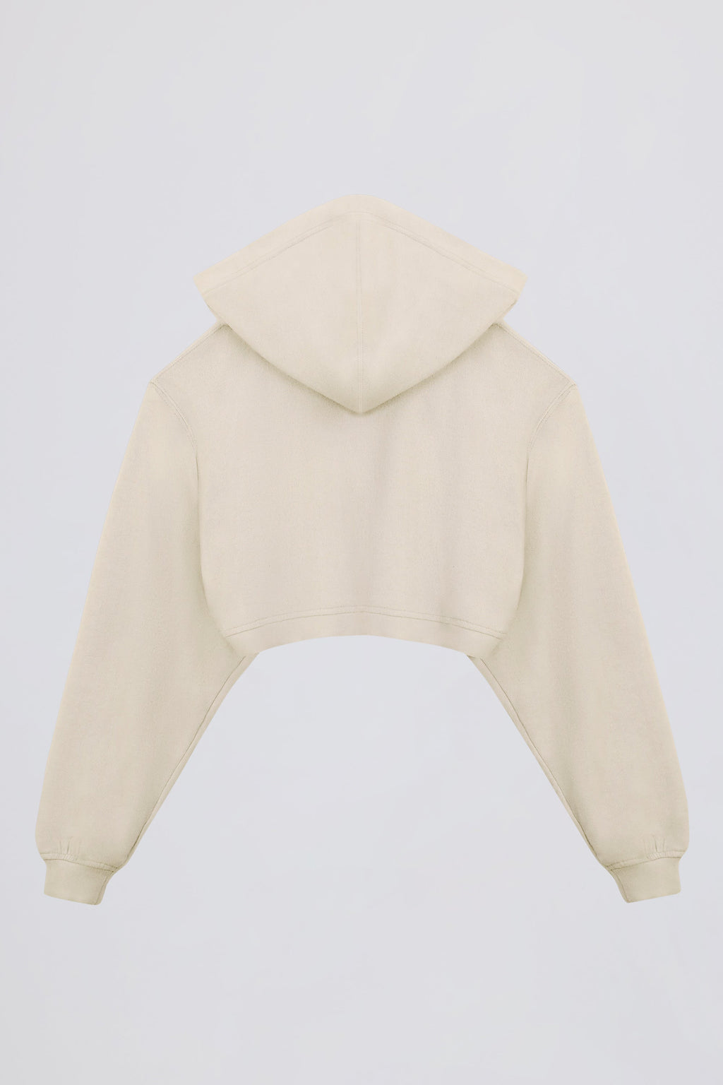Brushed Jersey Hooded Cropped Shrug in Ecru