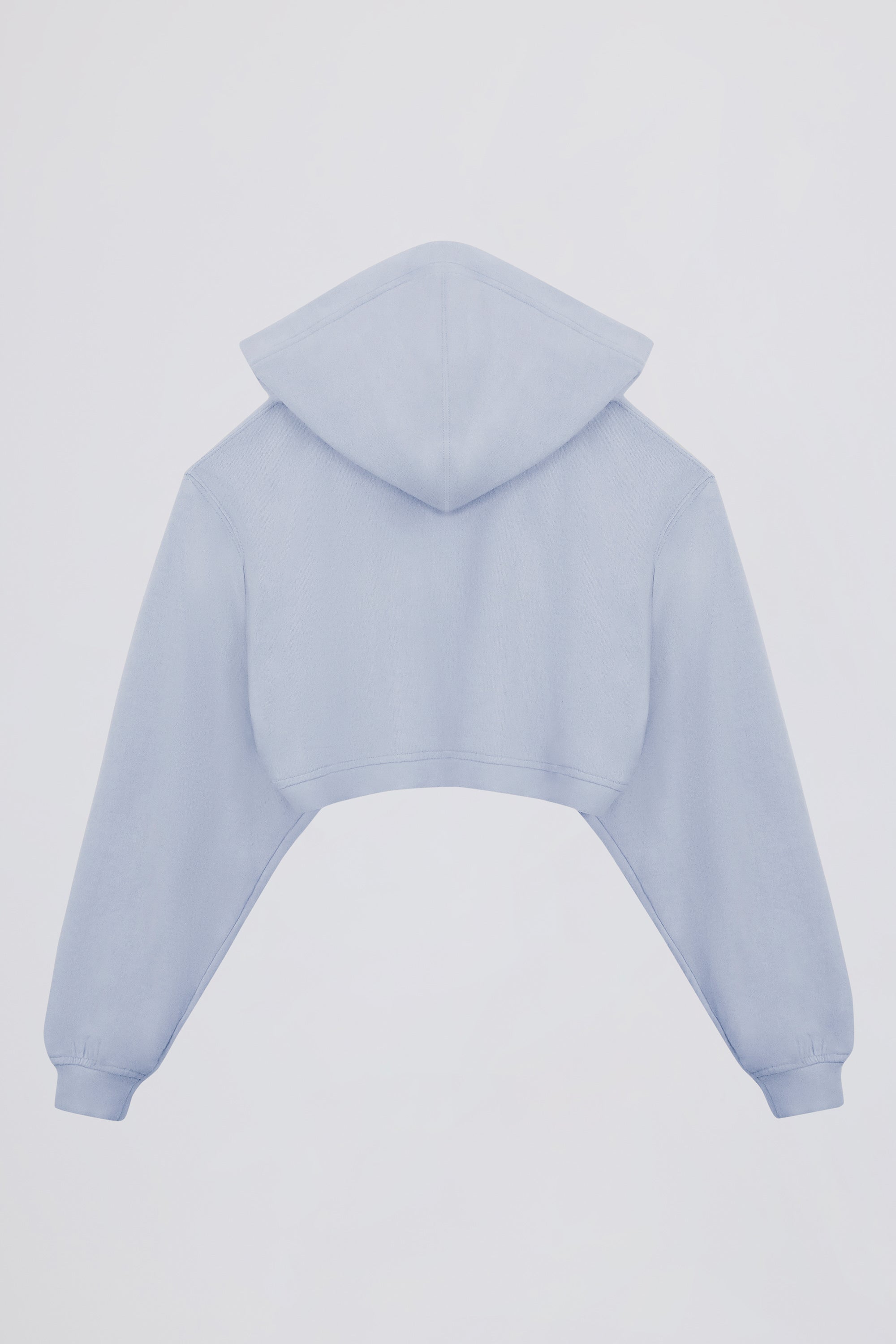 Brushed Jersey Hooded Cropped Shrug in Soft Blue