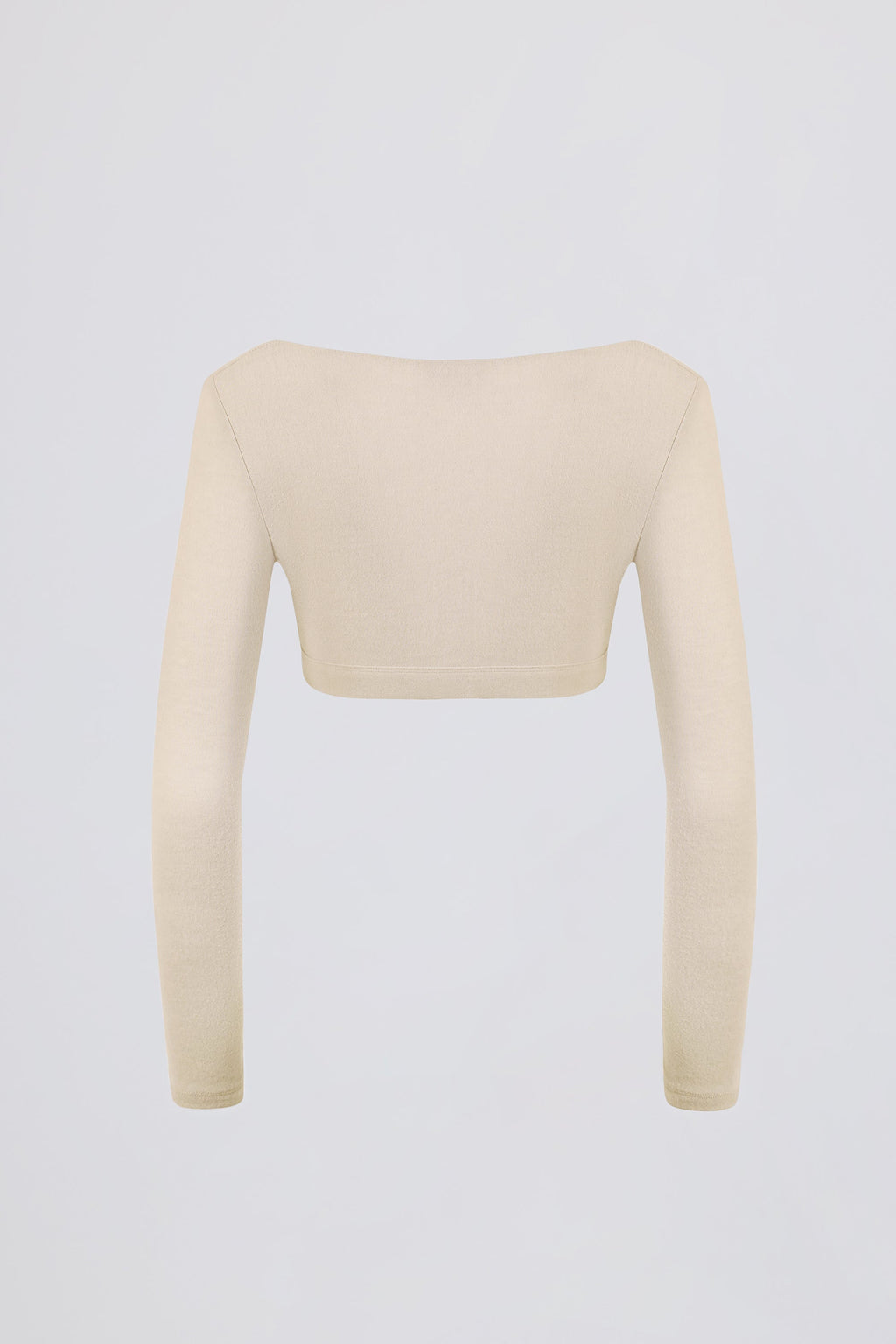 Brushed Jersey Wrap Crop Top in Ecru
