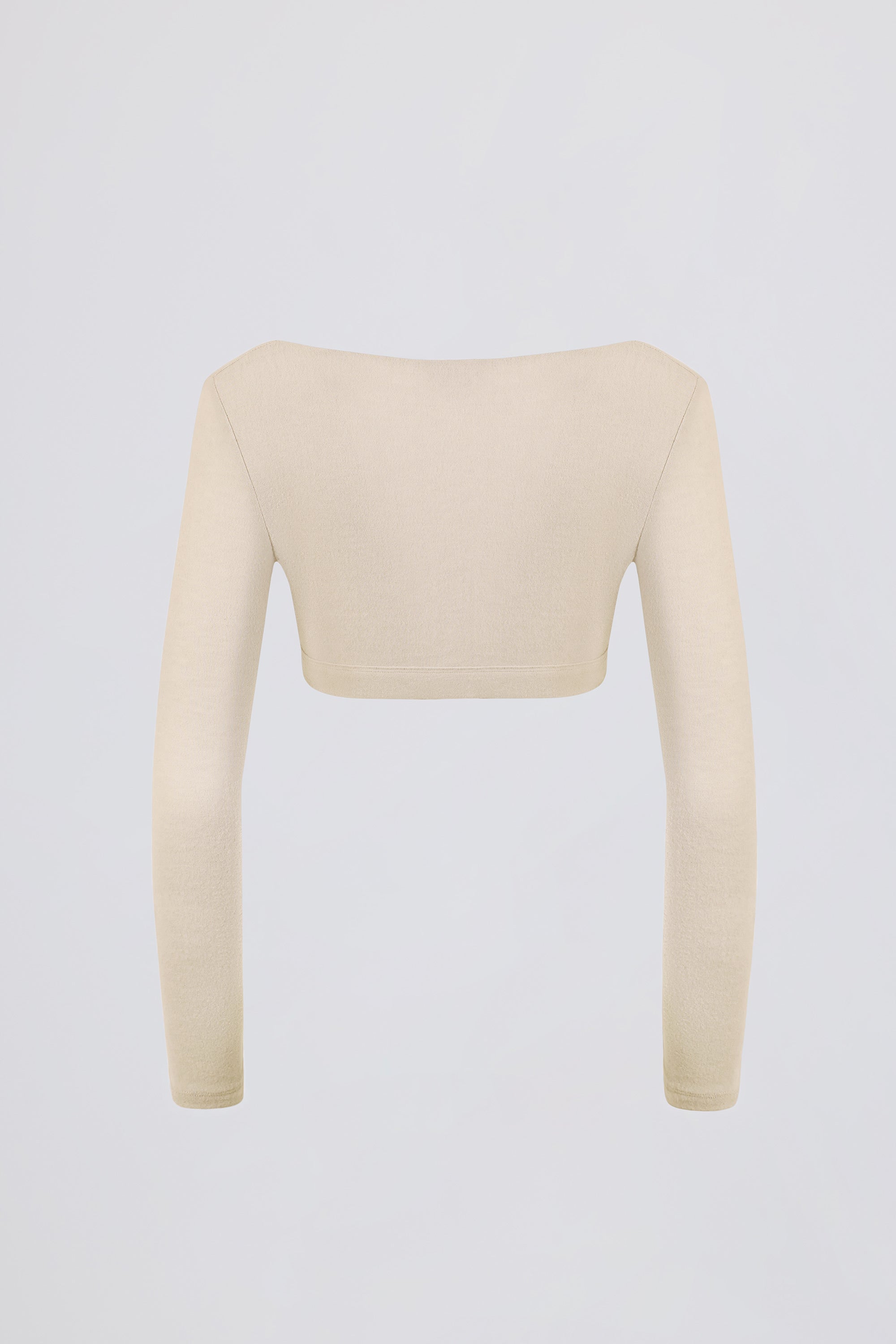 Brushed Jersey Wrap Crop Top in Ecru