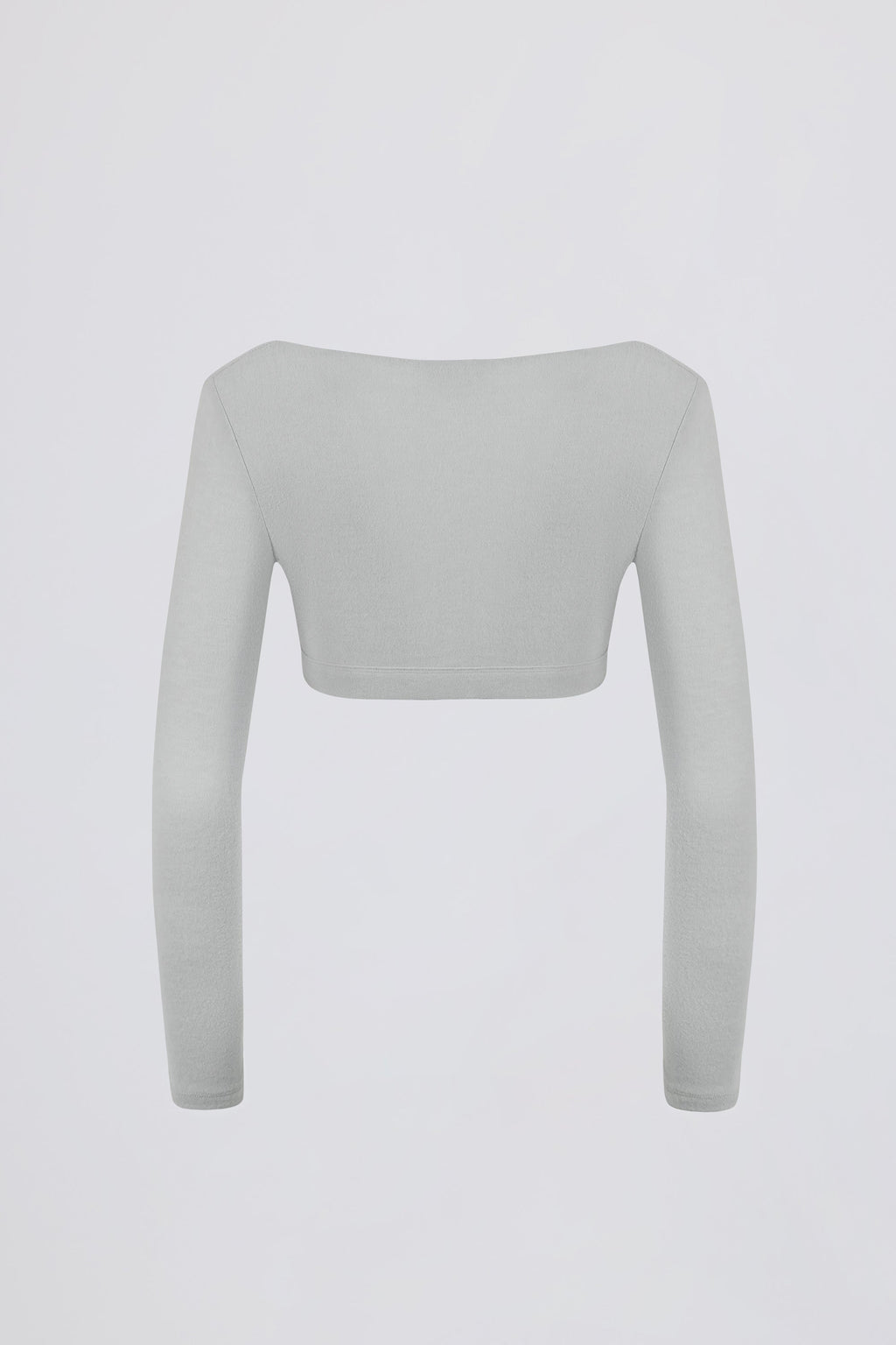 Brushed Jersey Wrap Crop Top in Fog Grey