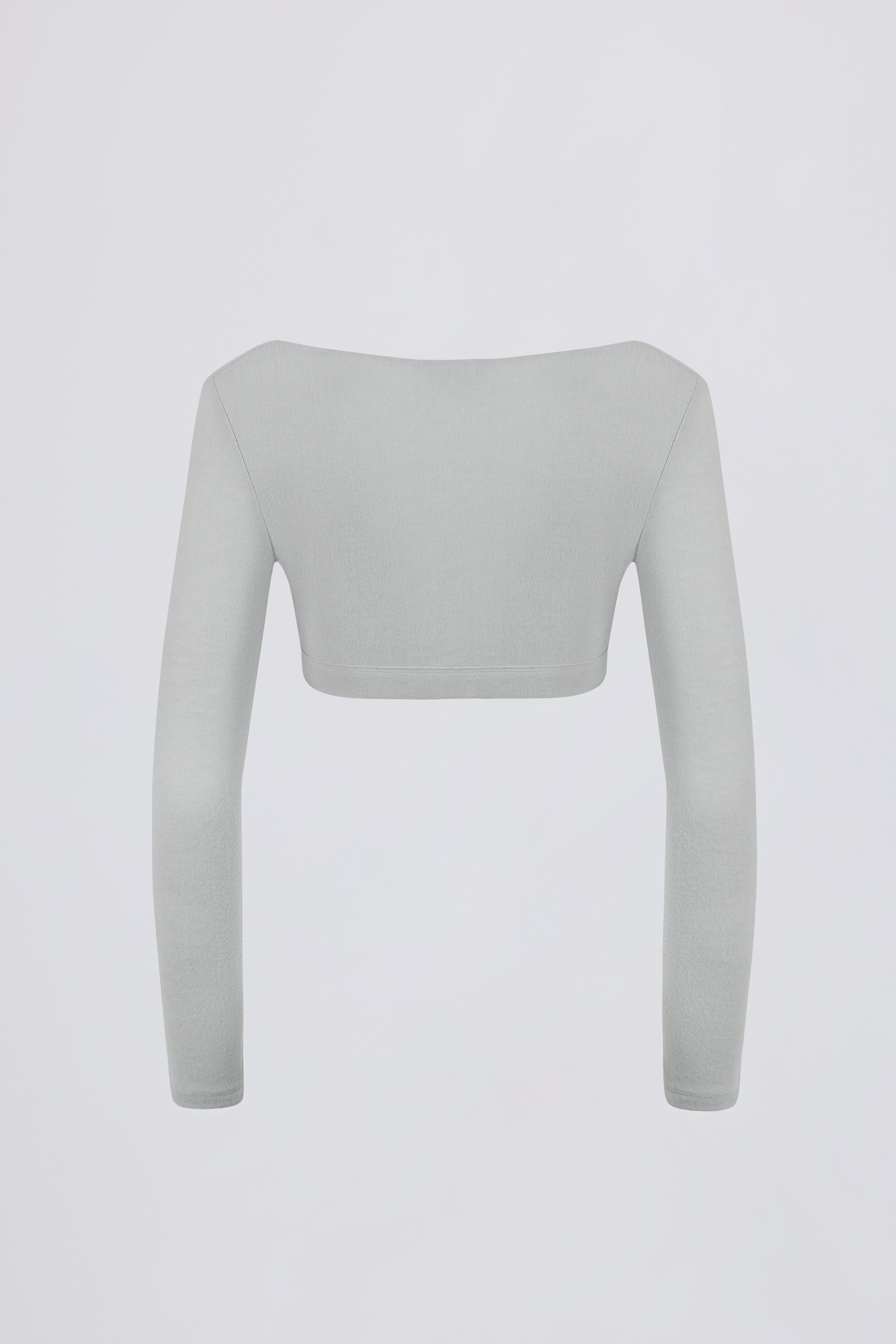 Brushed Jersey Wrap Crop Top in Fog Grey