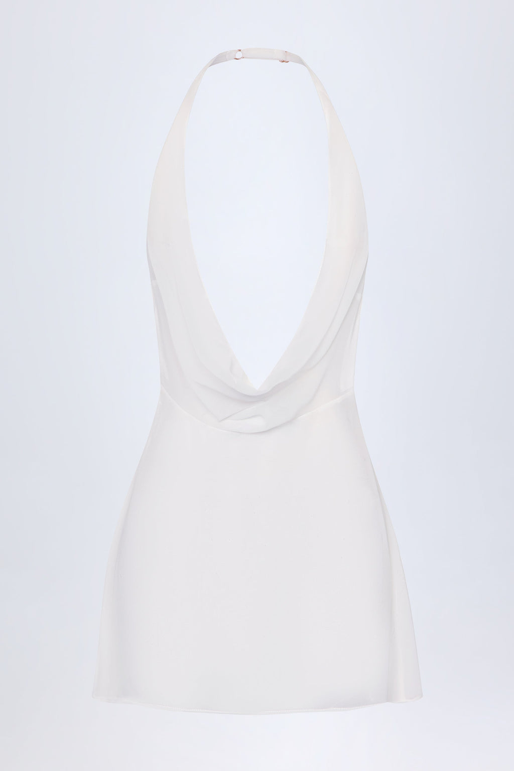 Cowl-Neck Backless Mini Dress in White