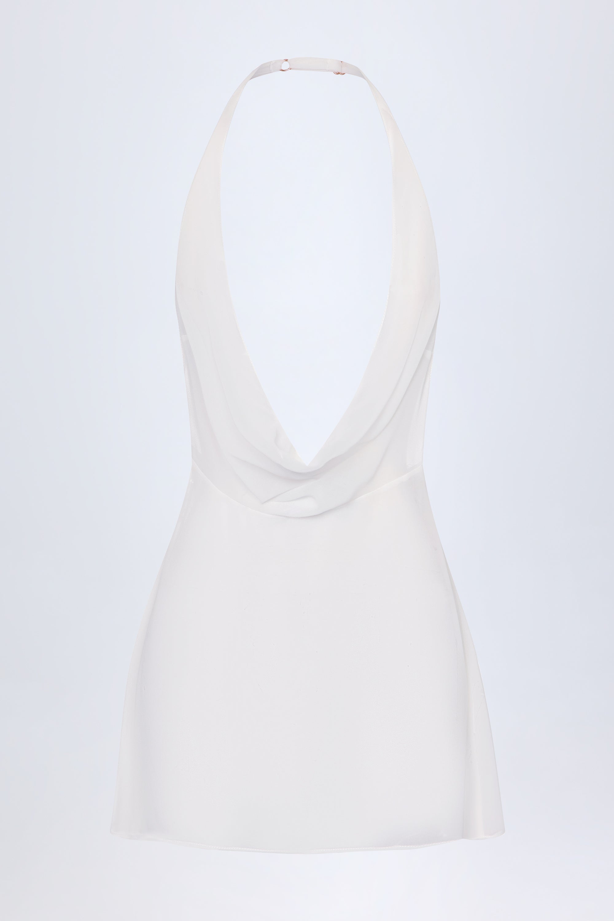 Cowl-Neck Backless Mini Dress in White