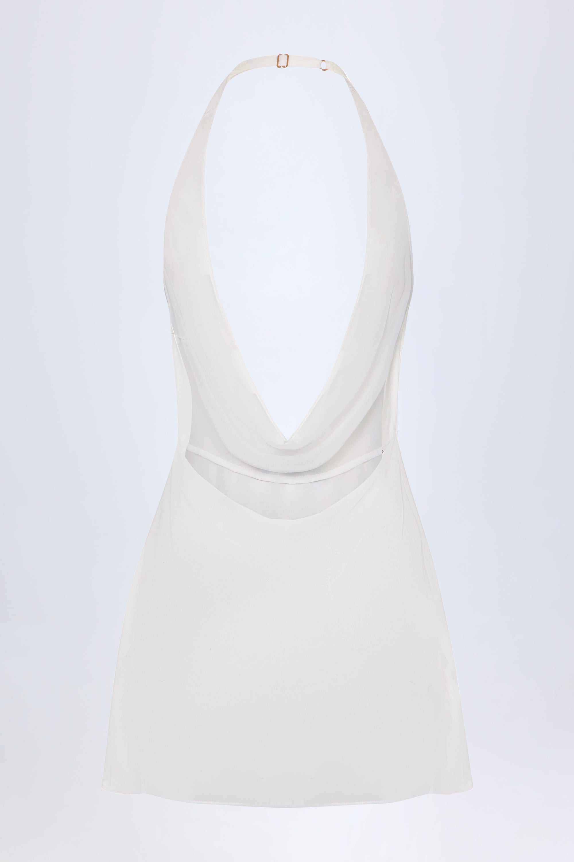 Cowl-Neck Backless Mini Dress in White