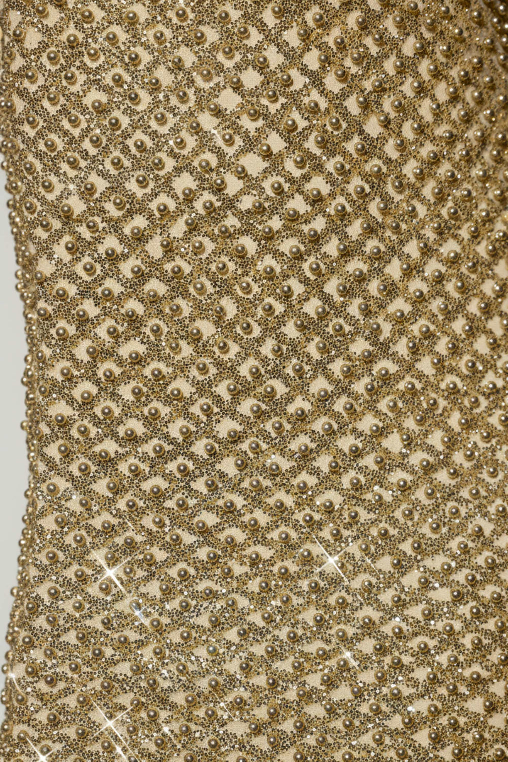 Embellished Cowl-Neck Mini Dress in Gold