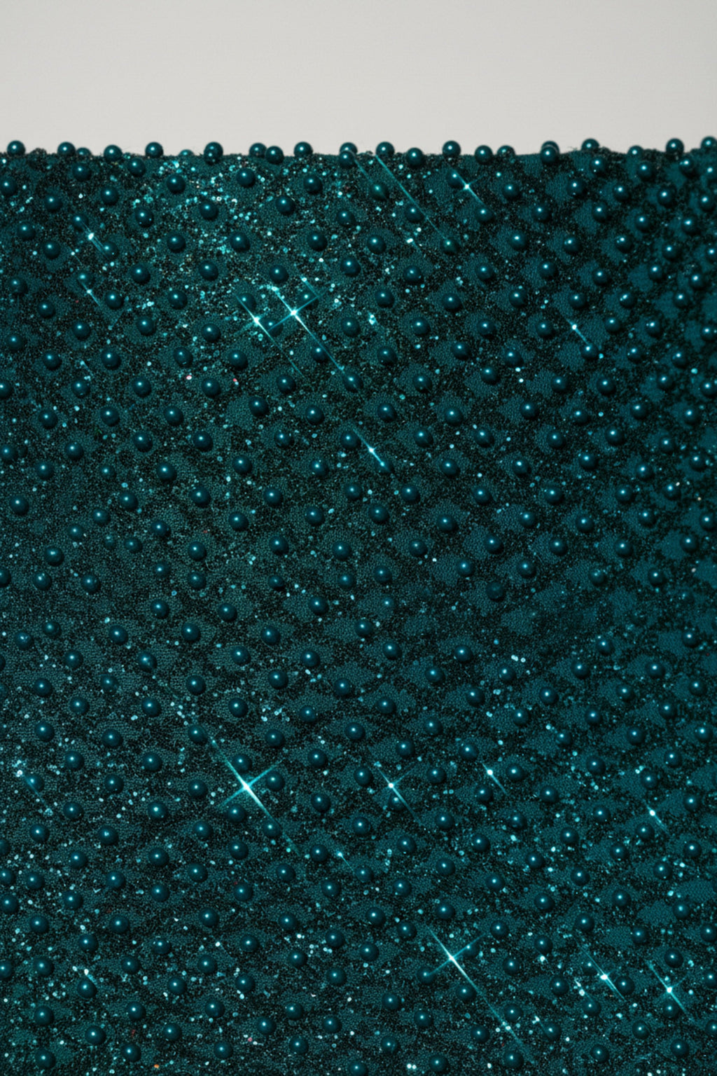 Embellished Cowl-Neck Mini Dress in Teal Green