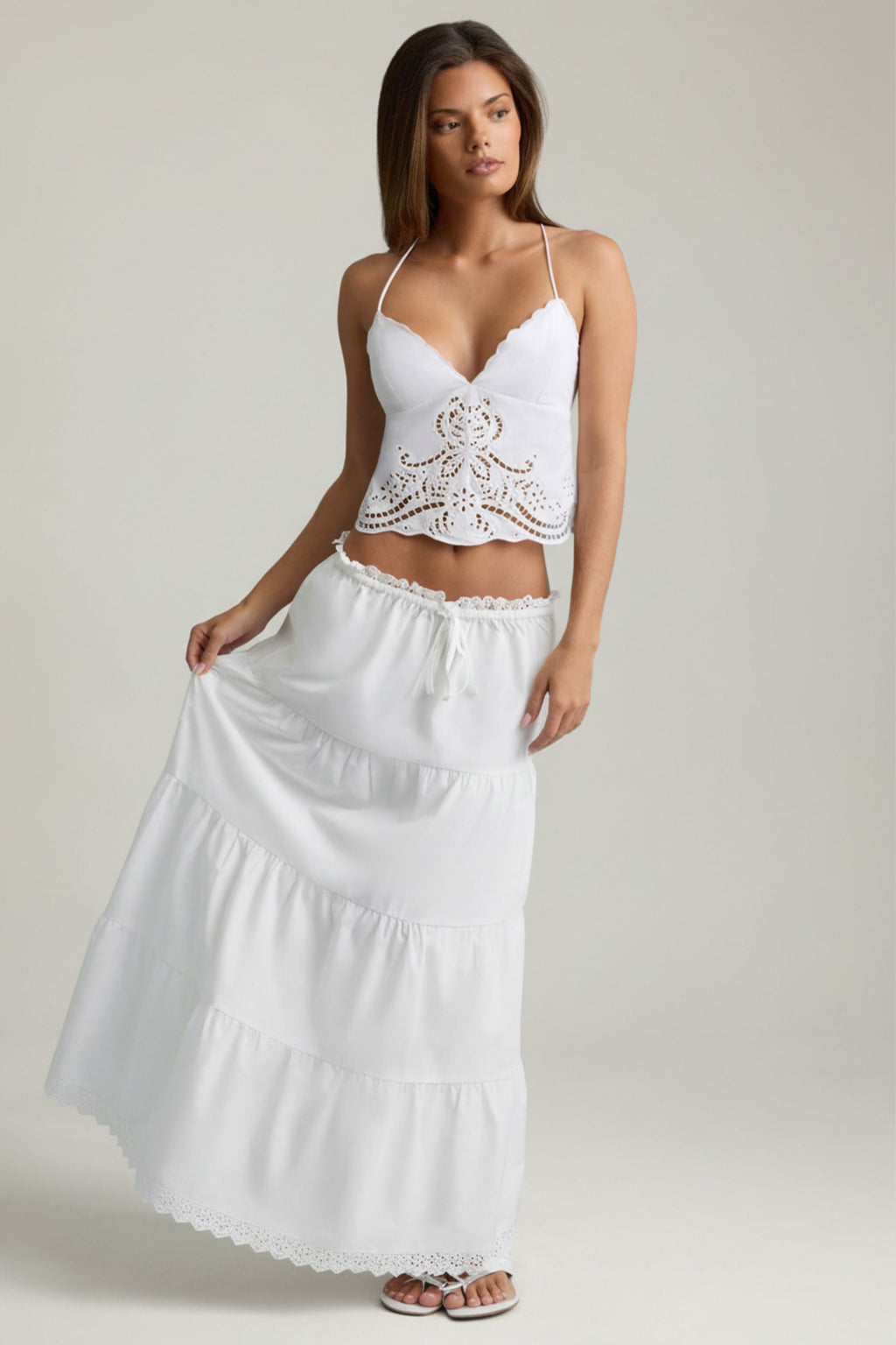 Cutwork Backless Cotton-Poplin Camisole Top in White