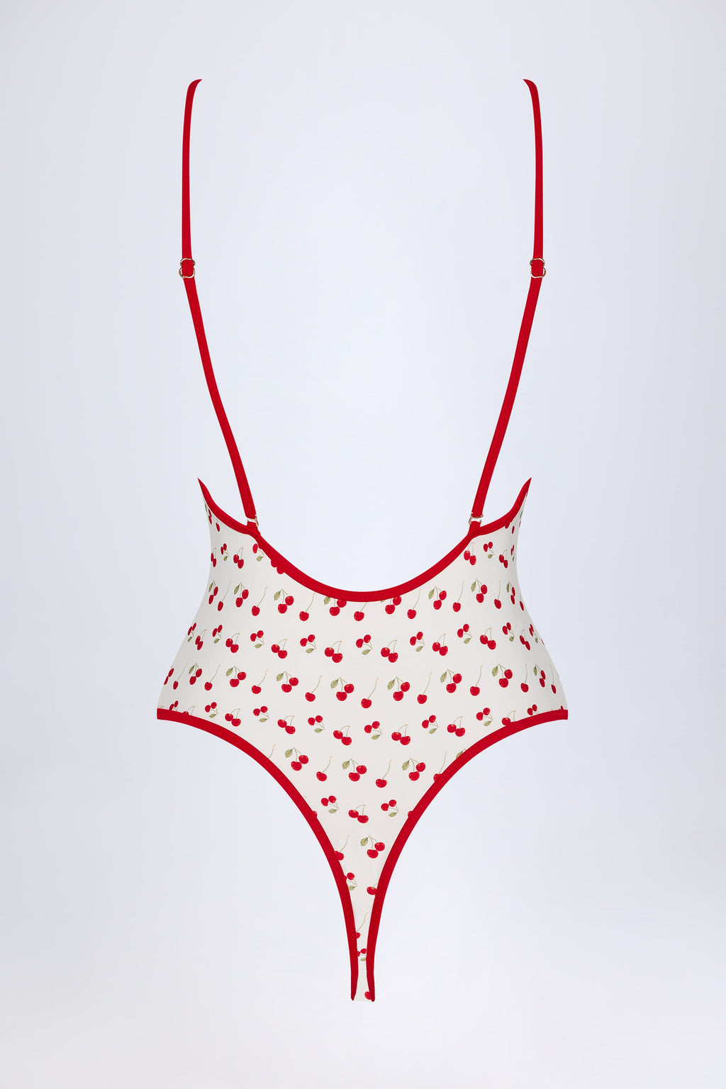 Charm-Detail Cross-Back Swimsuit in Cherry Print