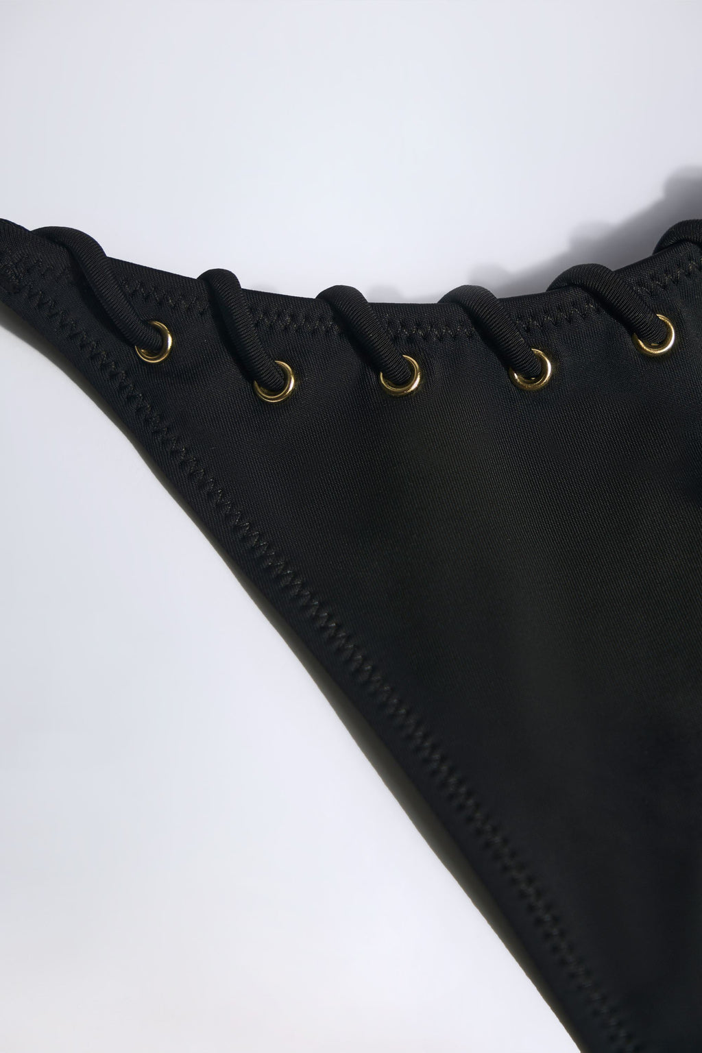 Drawstring Thong Bikini Bottoms in Black