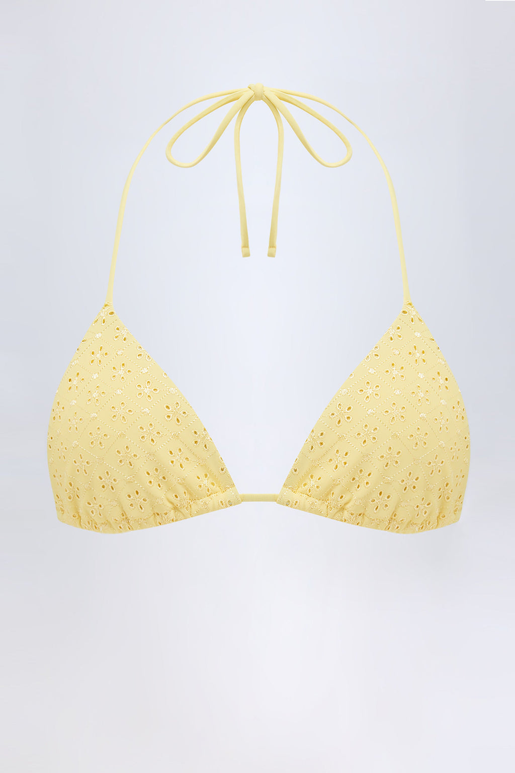 Broderie Anglaise Triangle Bikini Top in Lemon Yellow